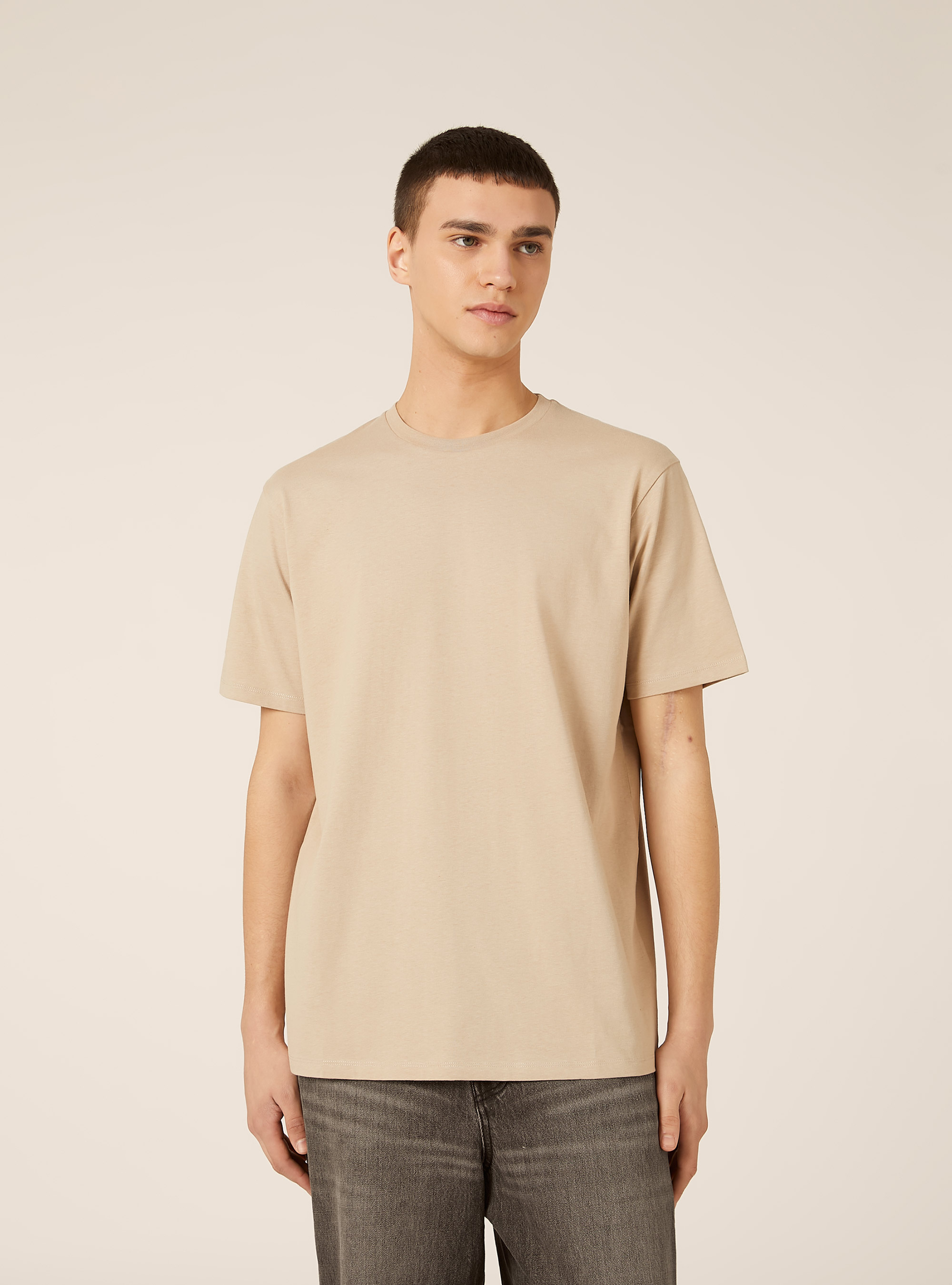 Basic Cotton T-Shirt, BG2 BEIGE MEDIUM