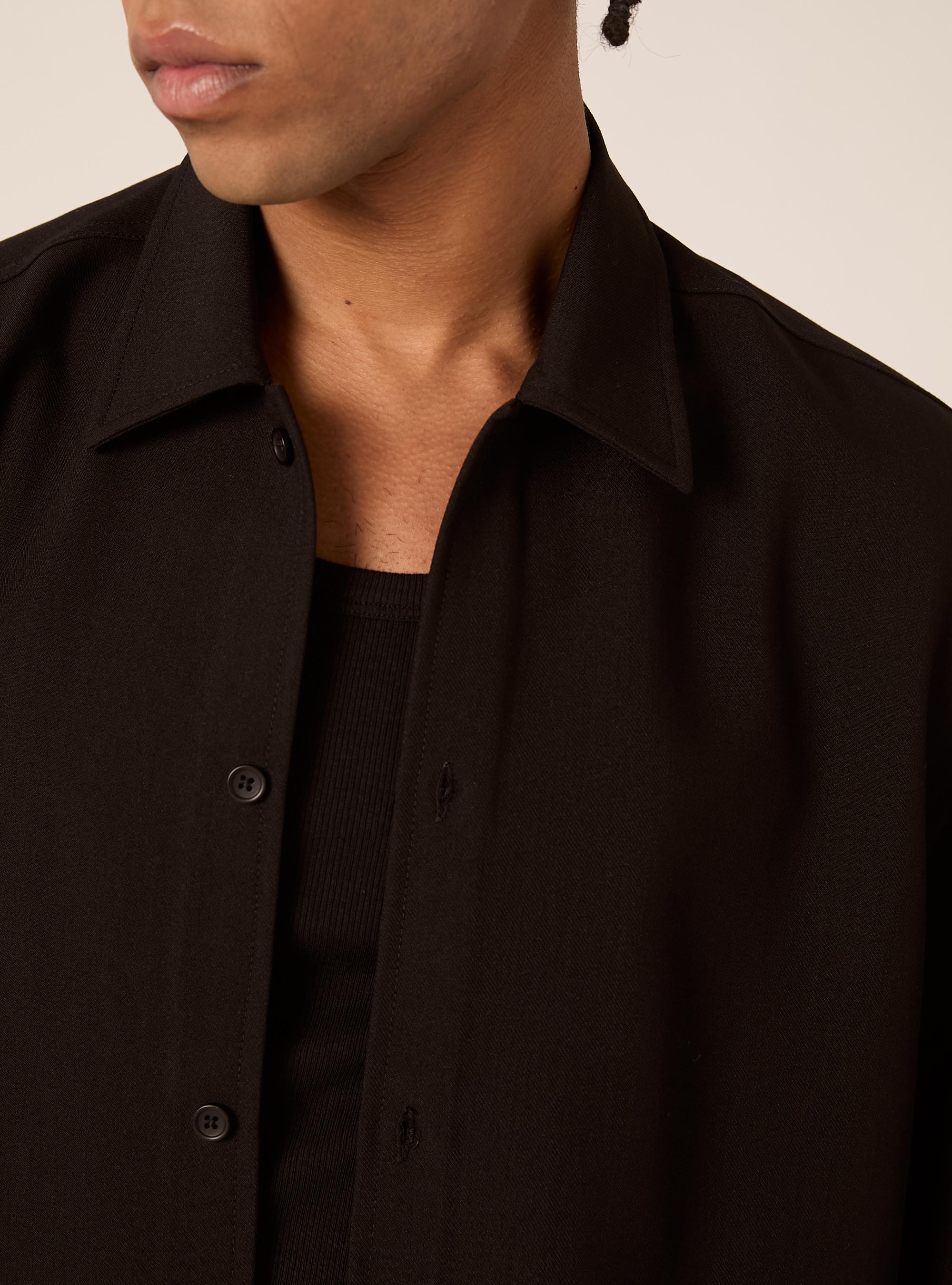 Boxy fit shirt in twill, BK1 BLACK