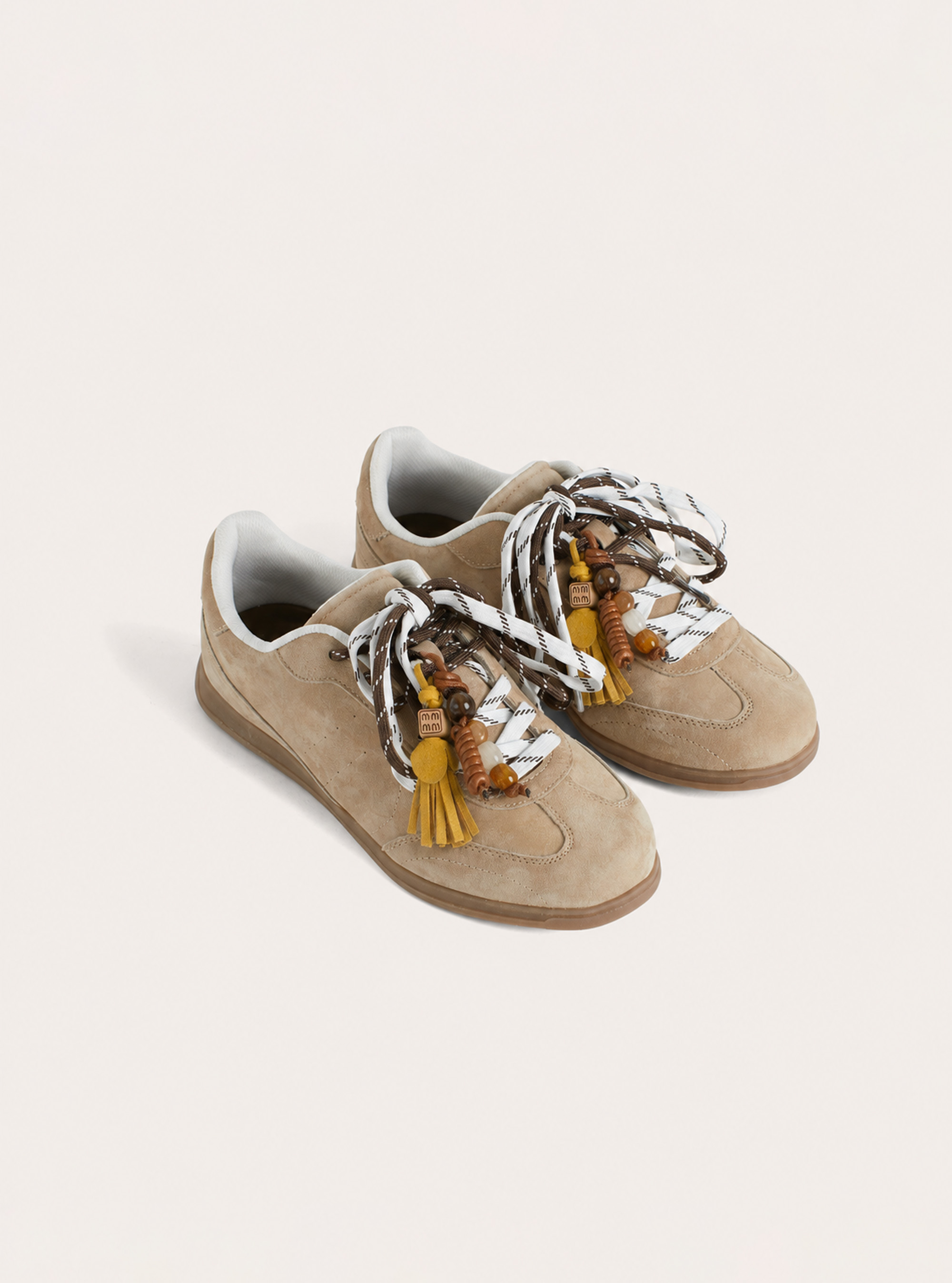 Suede-Effect Sneakers, BG2 BEIGE MEDIUM