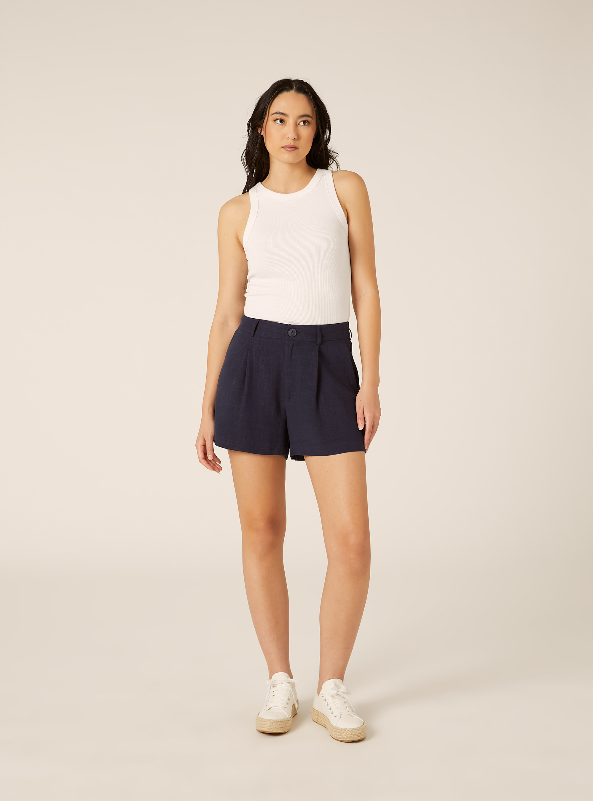 Shorts Sastreros en mezcla de Lino, NA2 NAVY MEDIUM