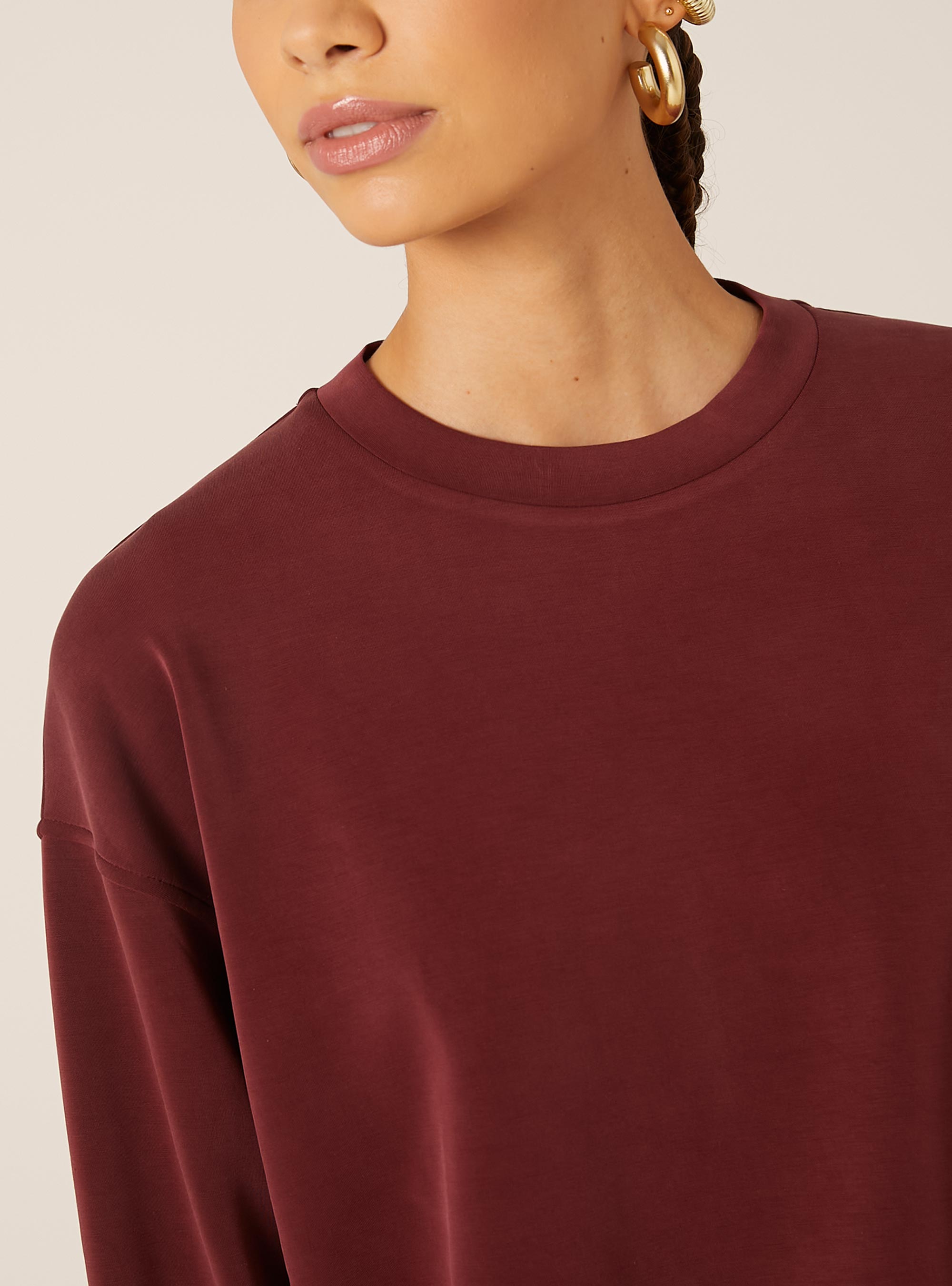 Soft-Touch-Sweatshirt, BO1 BORDEAUX DARK