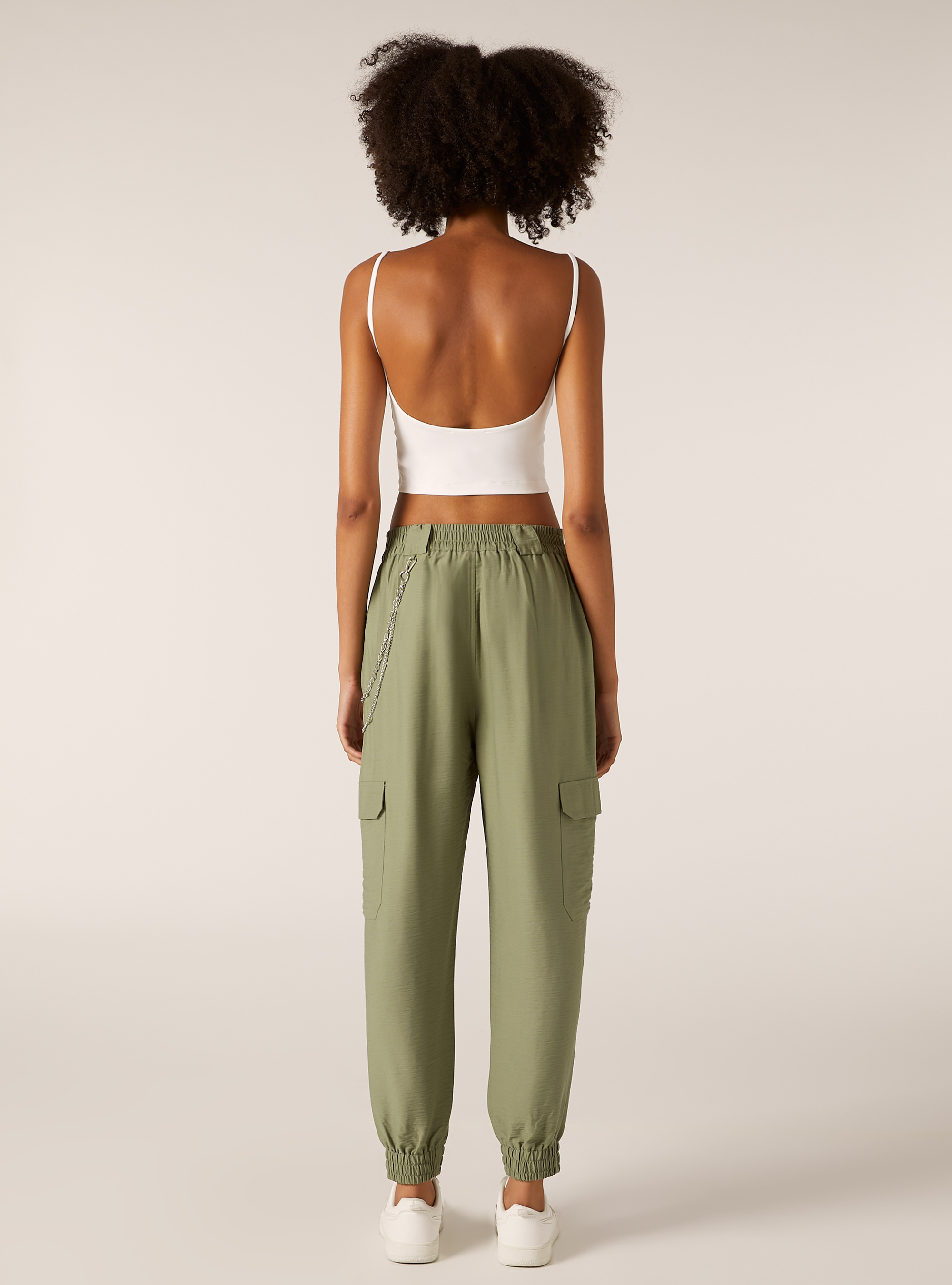 Jogger pants with chain, KY2 KAKY MEDIUM