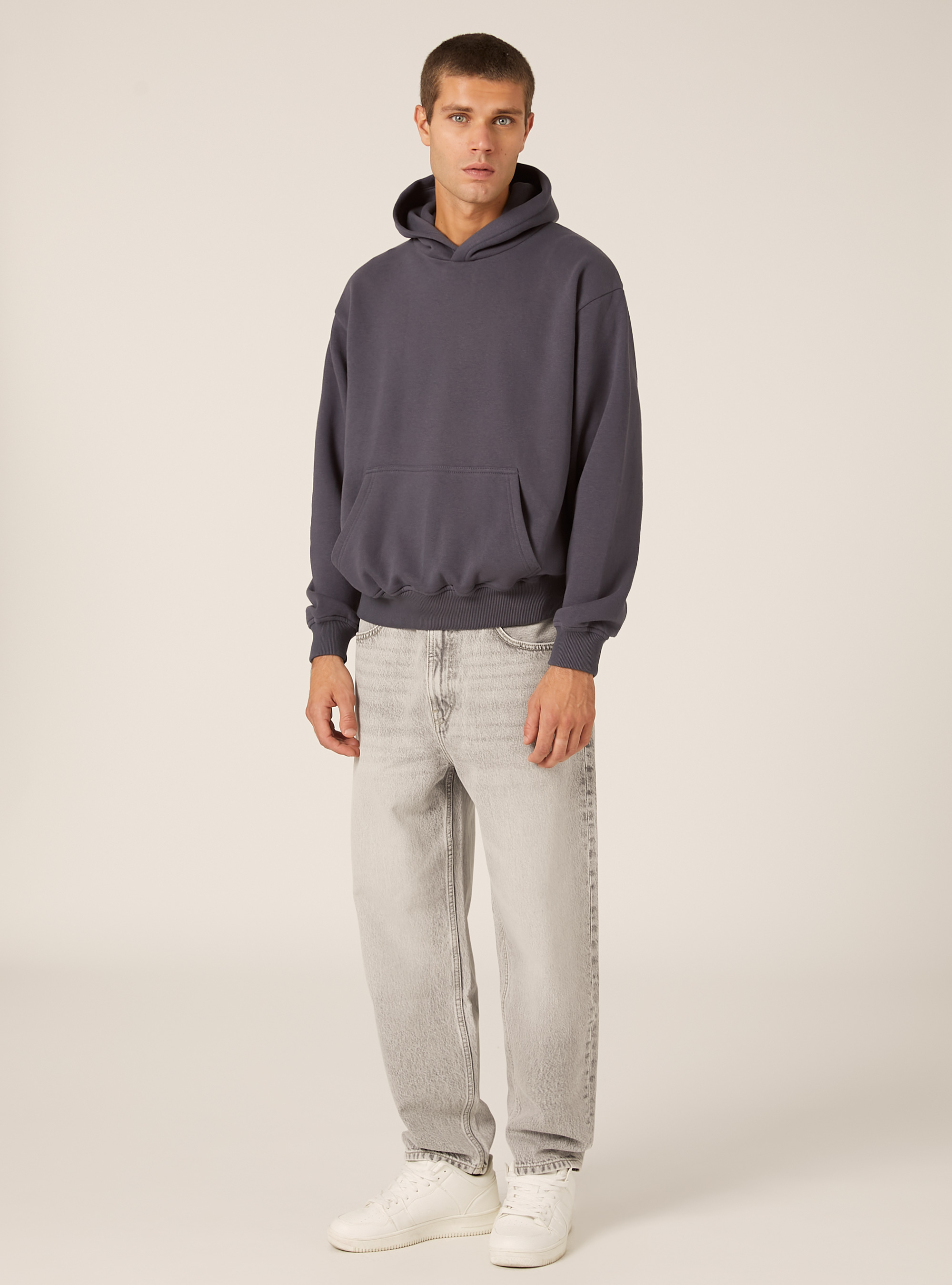 Sweat &agrave; capuche coupe boxy, BL2 BLUE MEDIUM