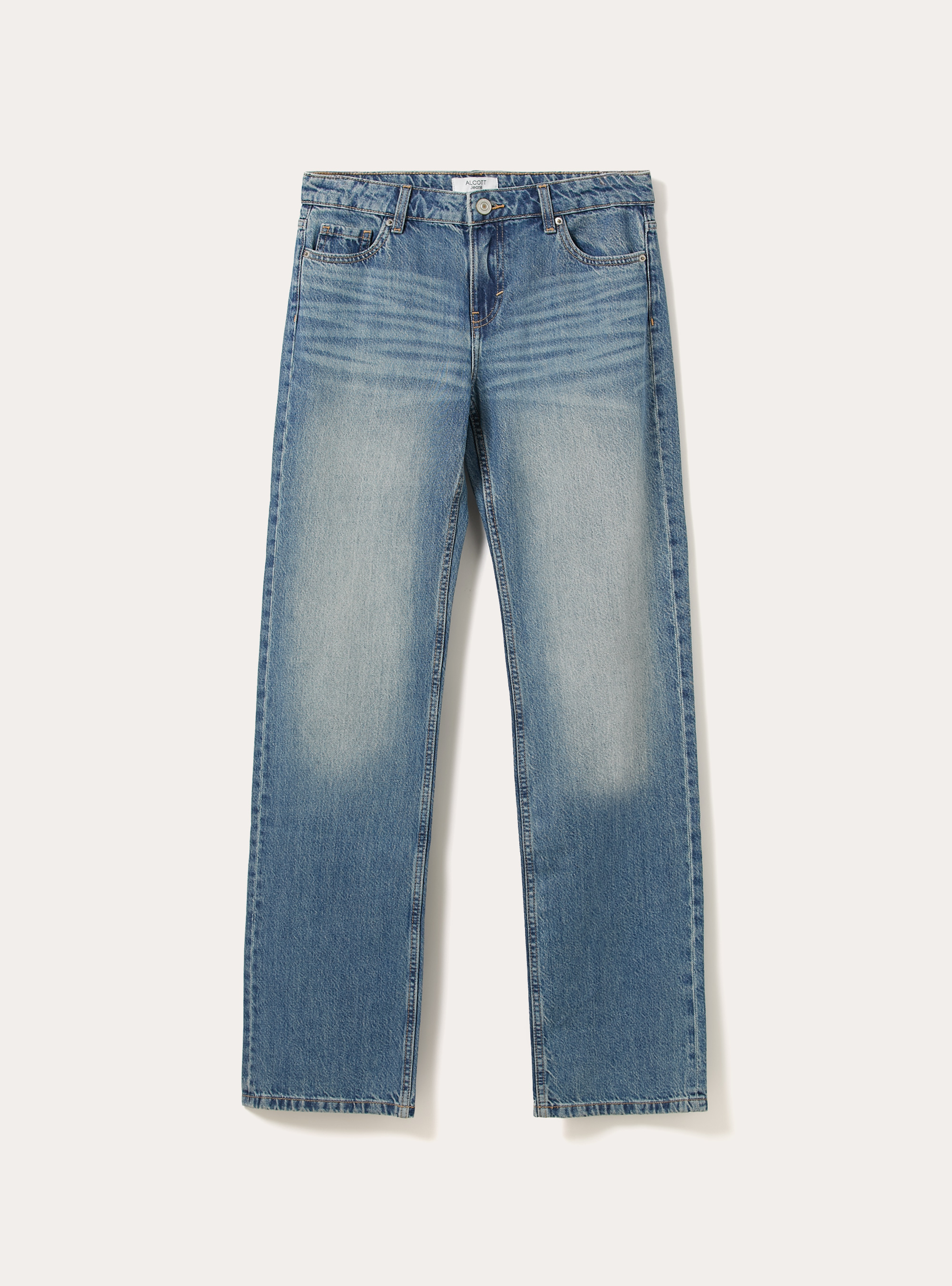 Jeans droit taille basse, D003 MEDIUM BLUE