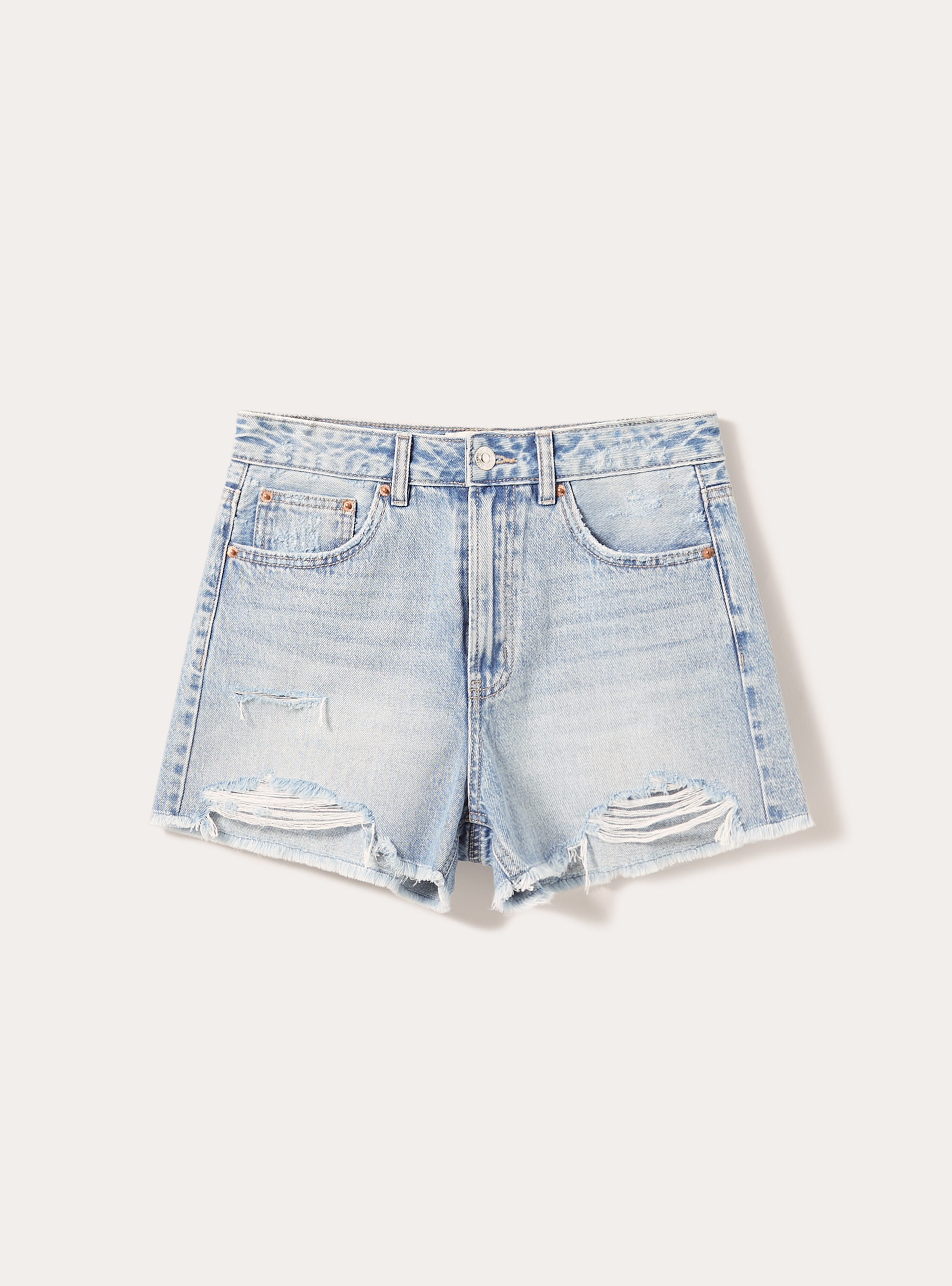 Short en denim &agrave; taille haute, D006 AZURE