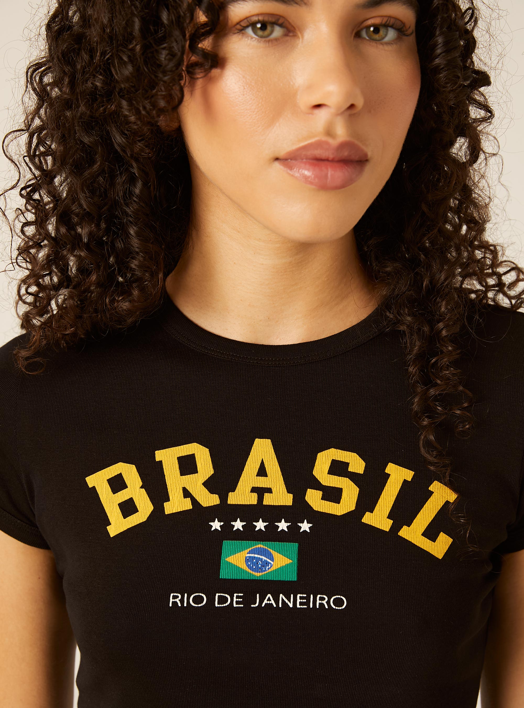 T-Shirt Crop Fit, BK1 BLACK