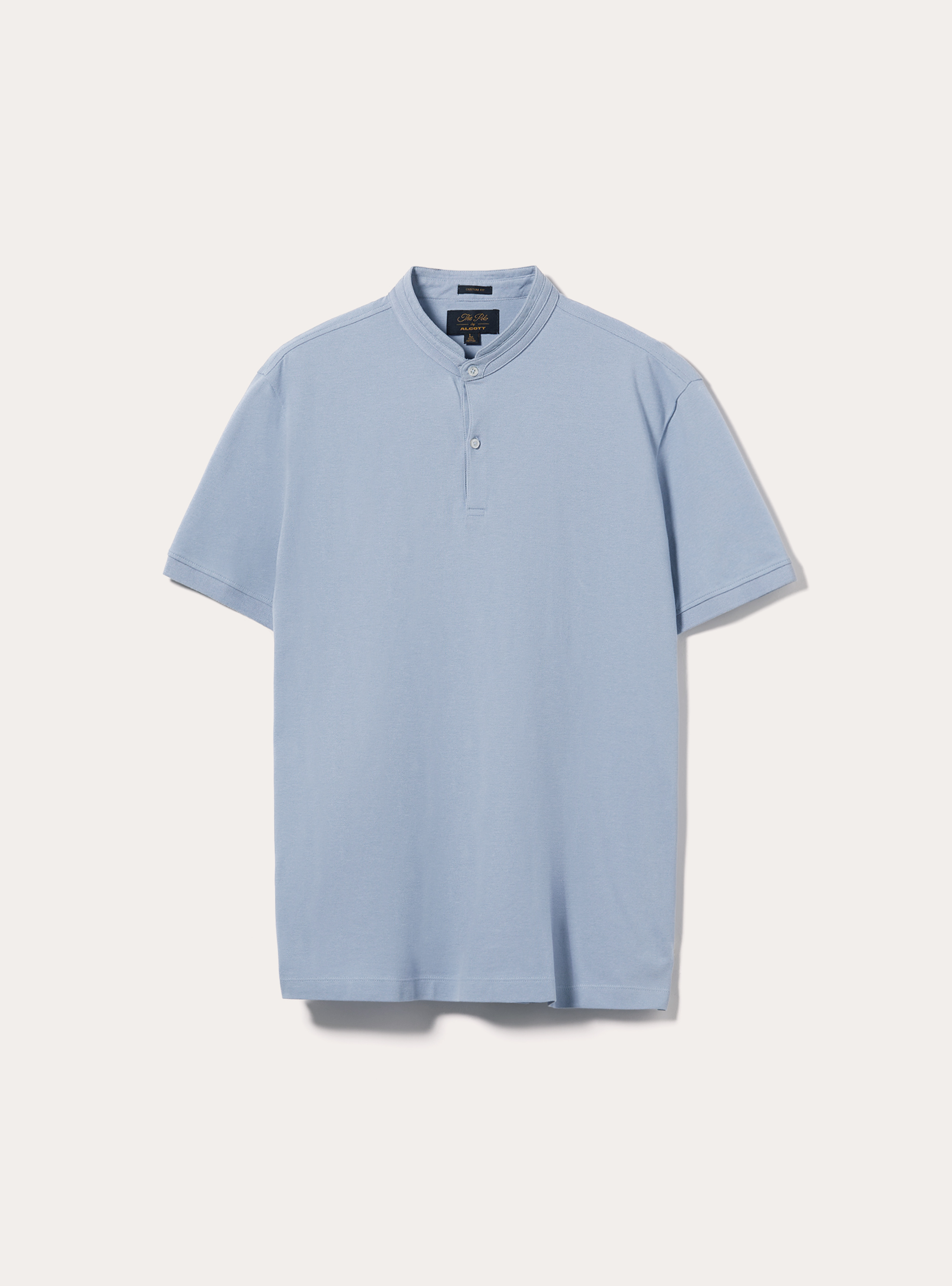 Polo en Coton &agrave; Col Officier, AZ2 AZURE MEDIUM