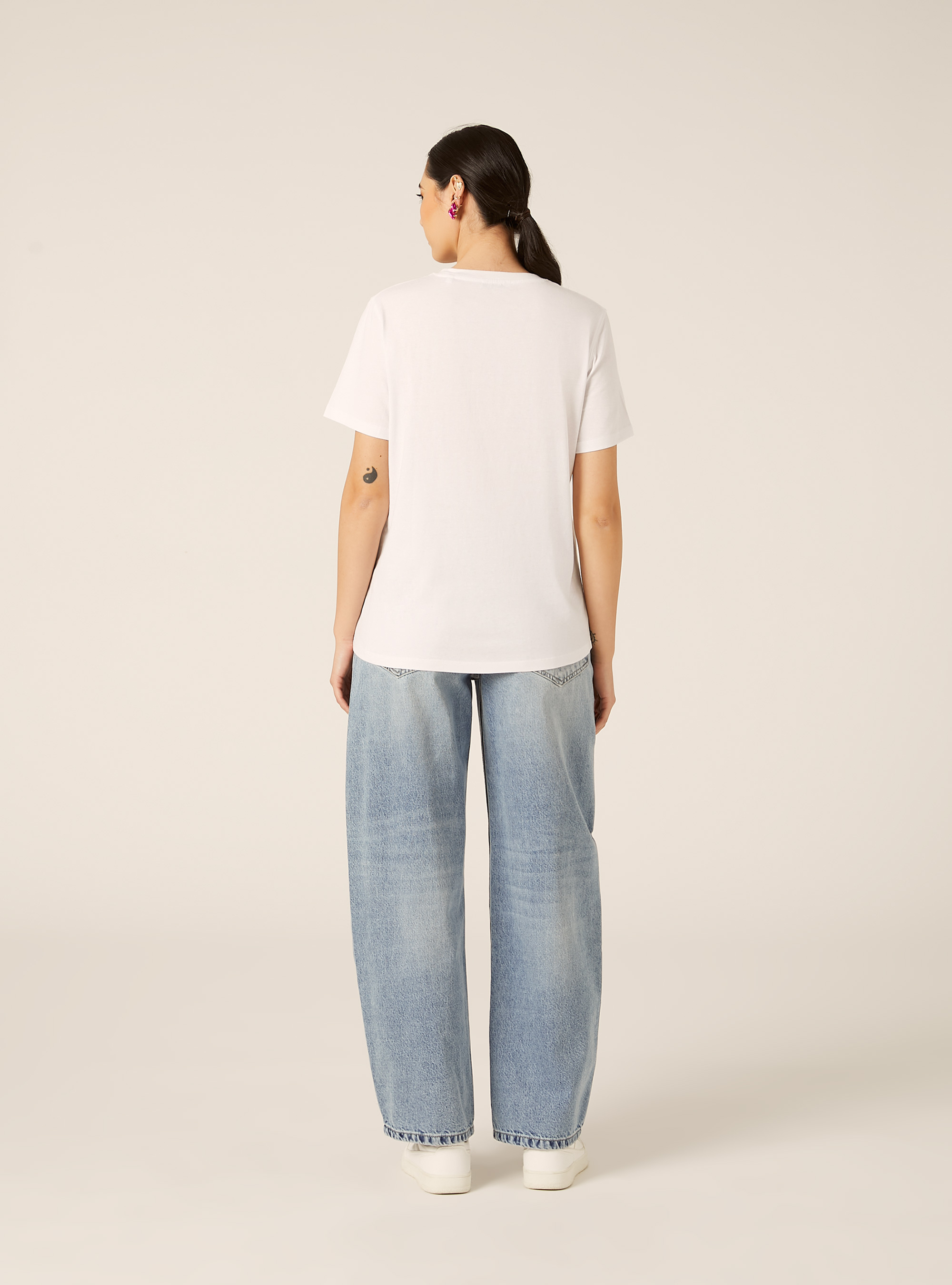 Camiseta con estampado metalizado, WH3 WHITE