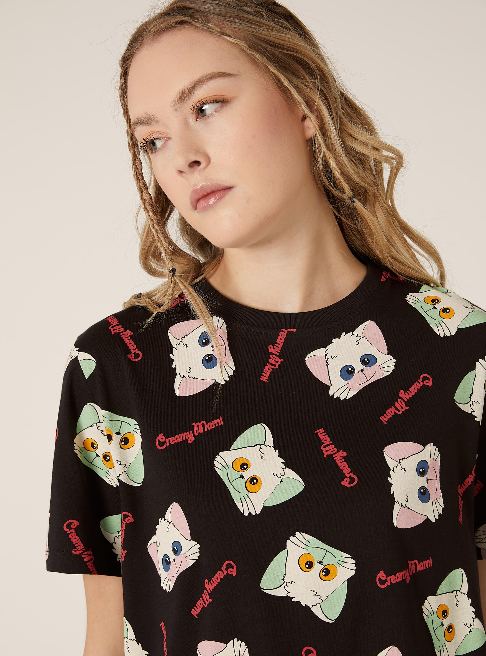 Cr&egrave;me / T-shirt imprim&eacute; Alcott, BK1 BLACK