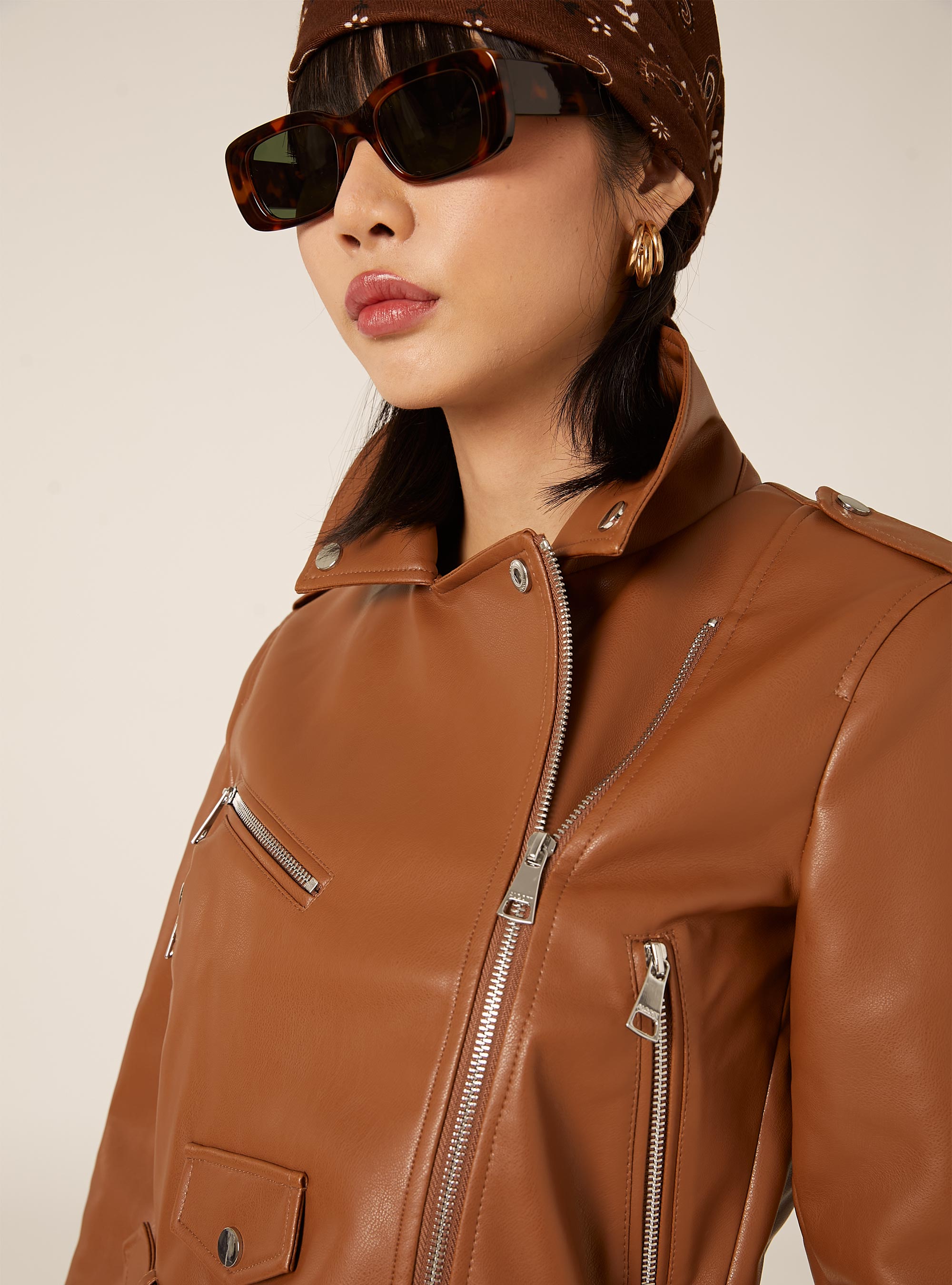 Chaqueta motera efecto piel, TB2 TOBACCO MEDIUM