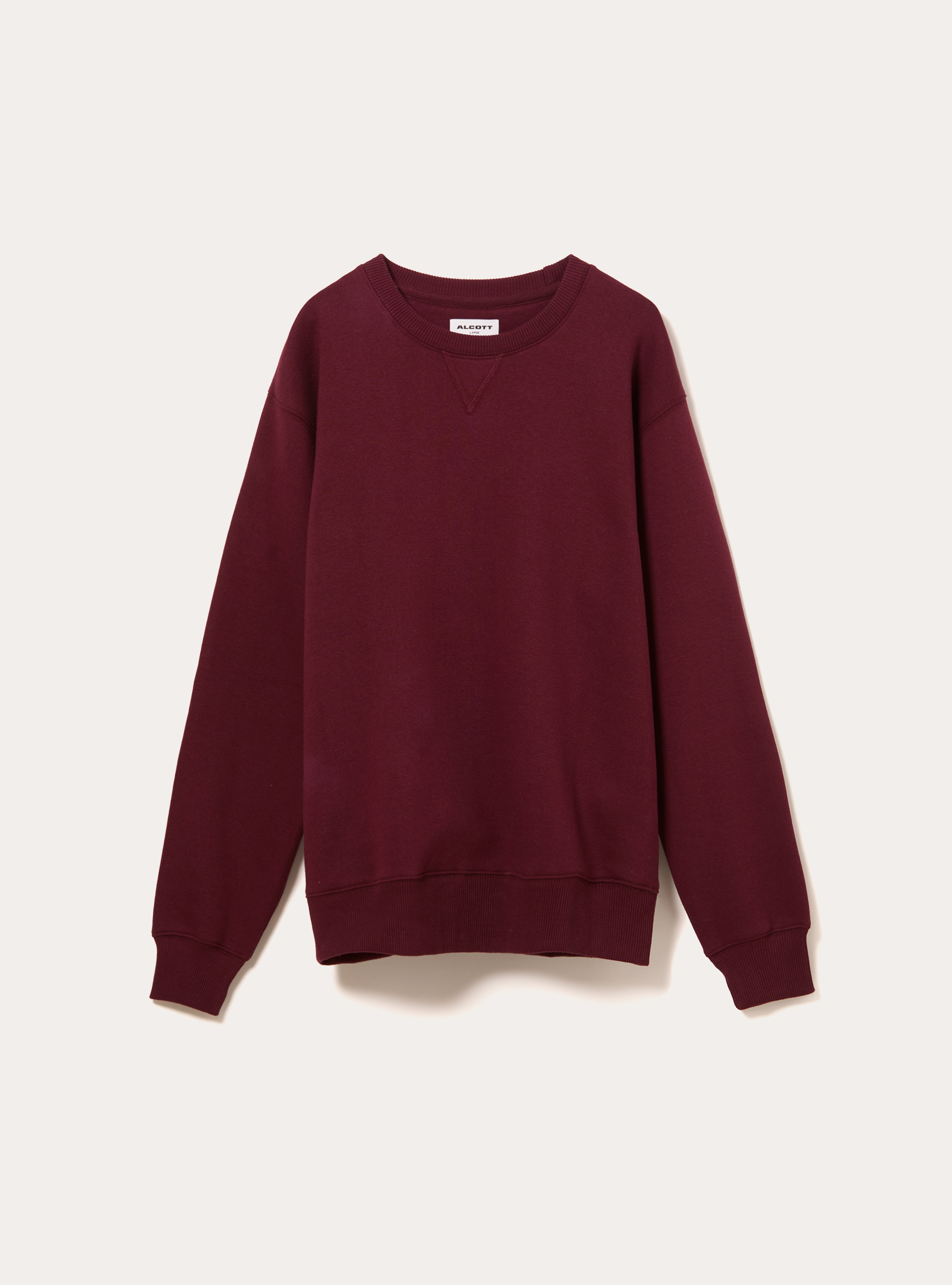 Sweat-shirt &agrave; col rond uni, BO1 BORDEAUX DARK