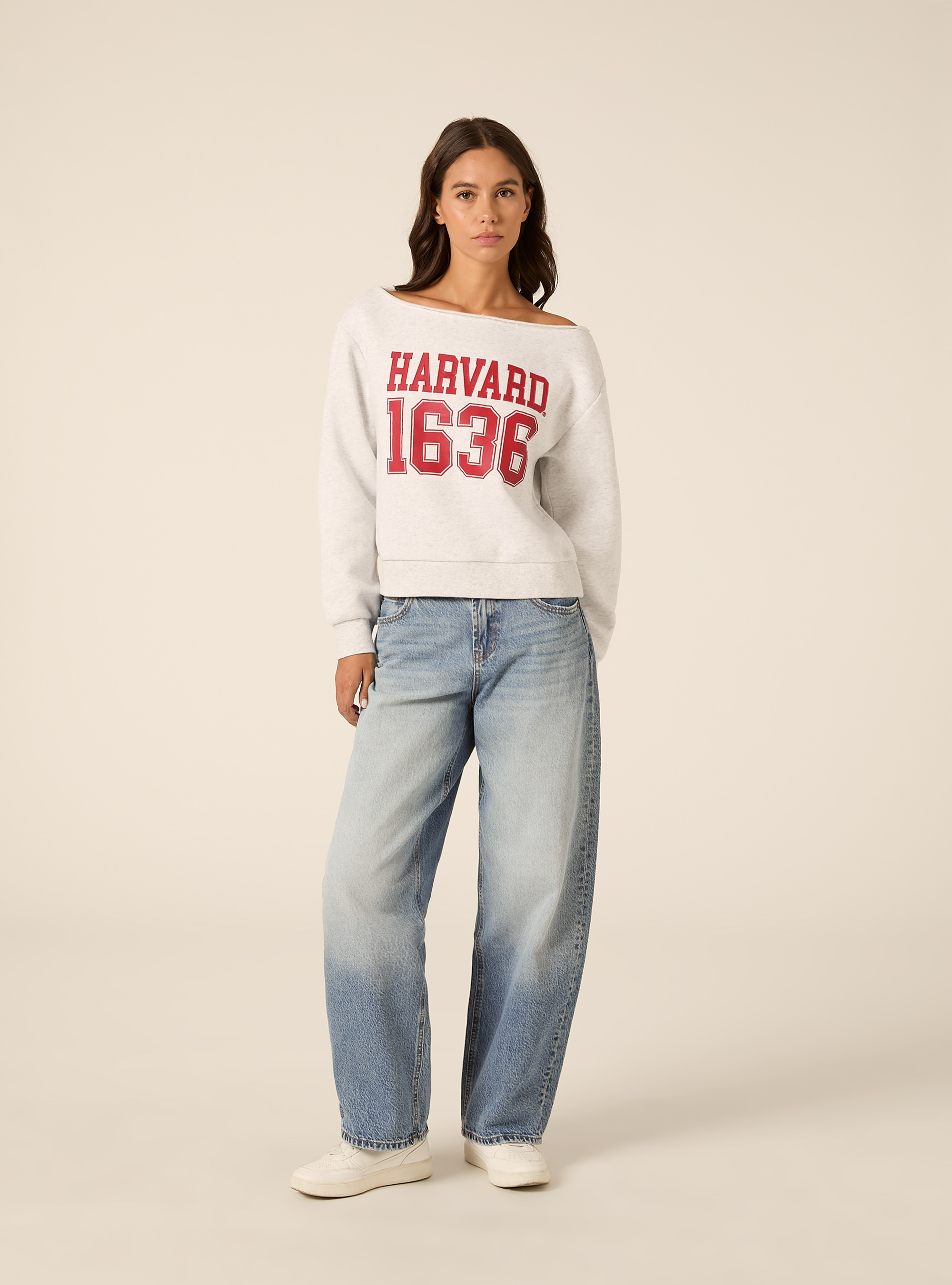Felpa scollo a barca harvard, MGY3 GREY MEL LIGHT