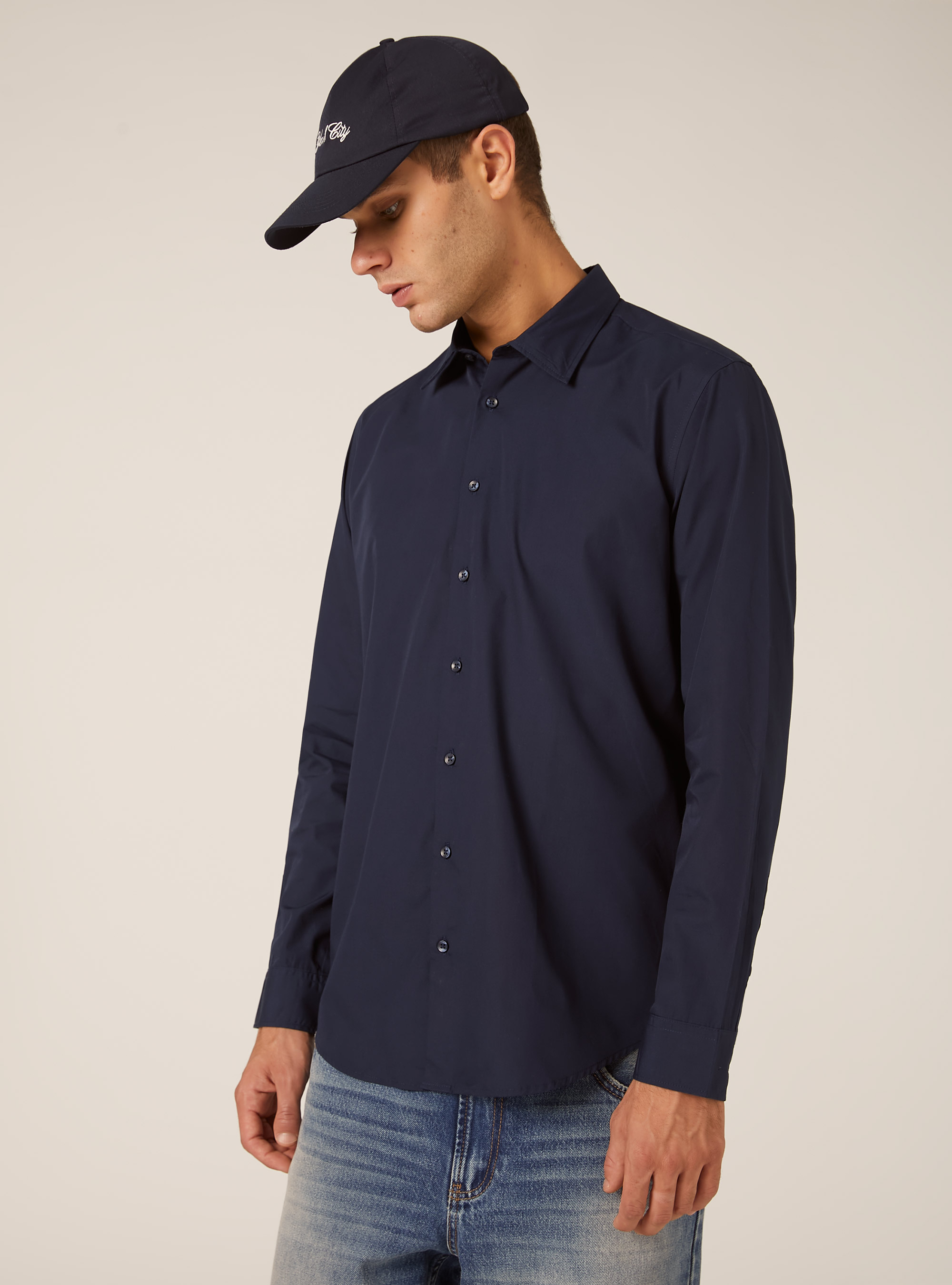 Chemise &agrave; manches longues unie, NA1 NAVY DARK