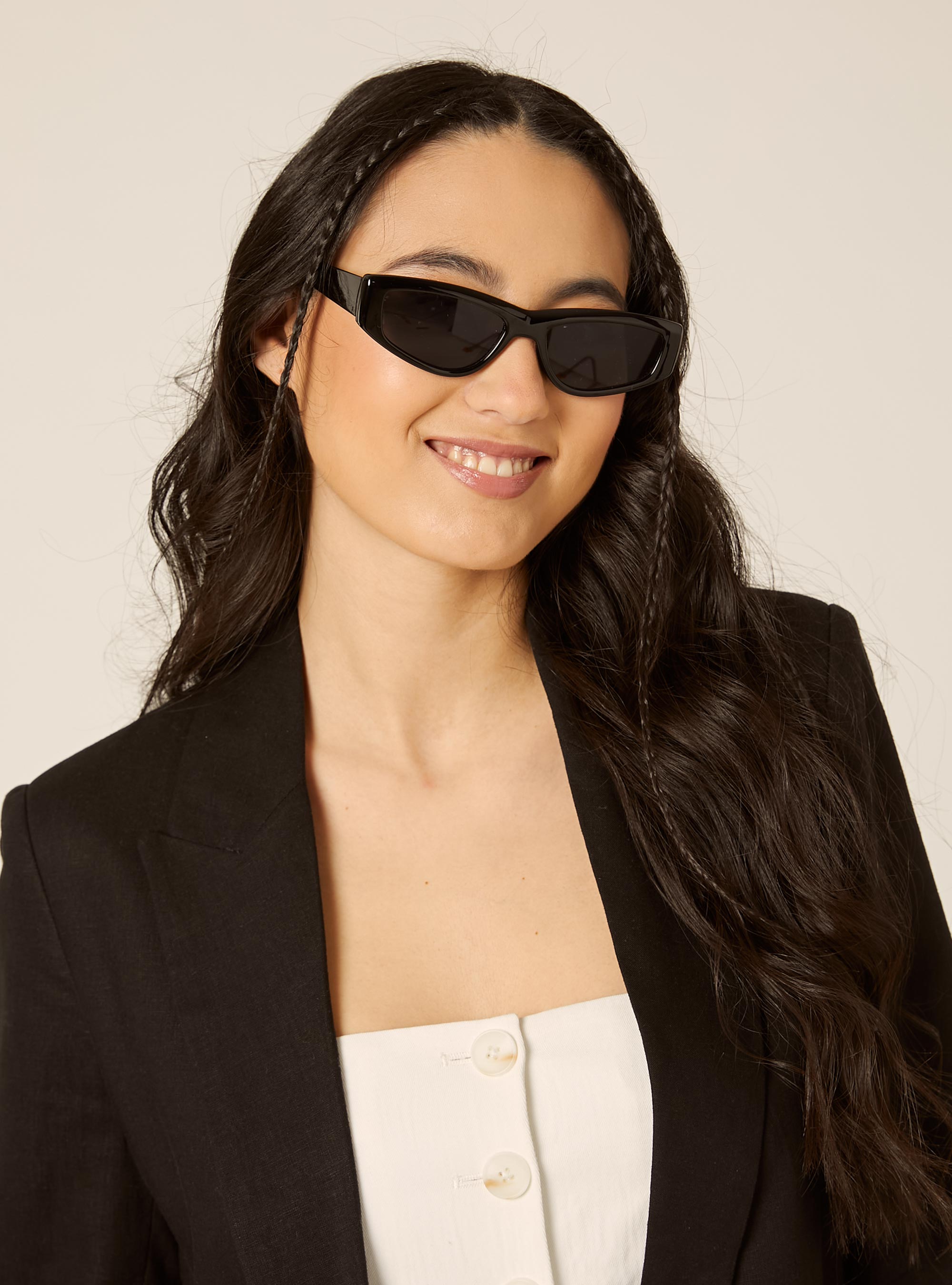 Offener Blazer aus Leinenmischung, BK1 BLACK