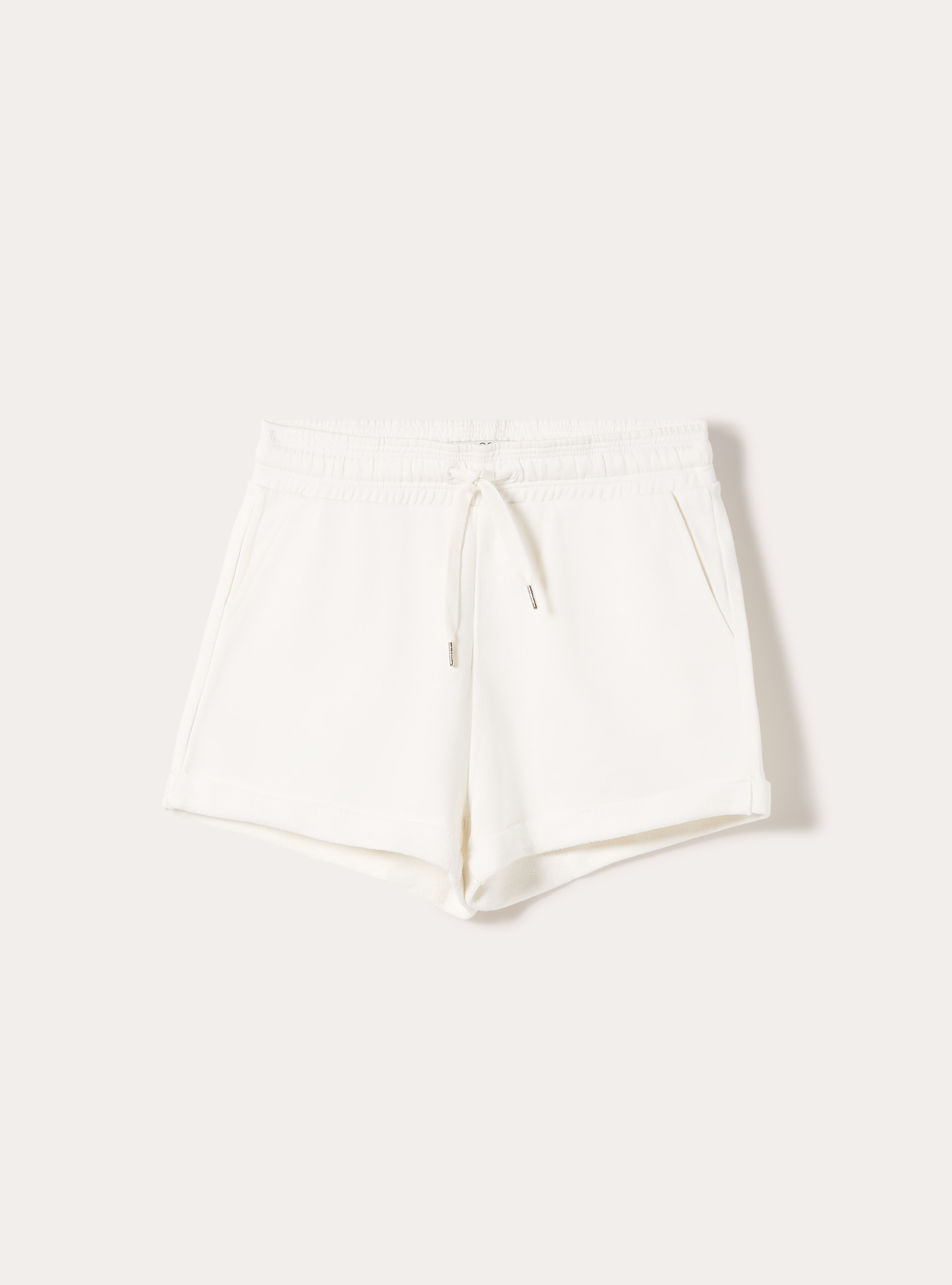 Short en Molleton de Coton avec Taille &Eacute;lastique, WH2 WHITE