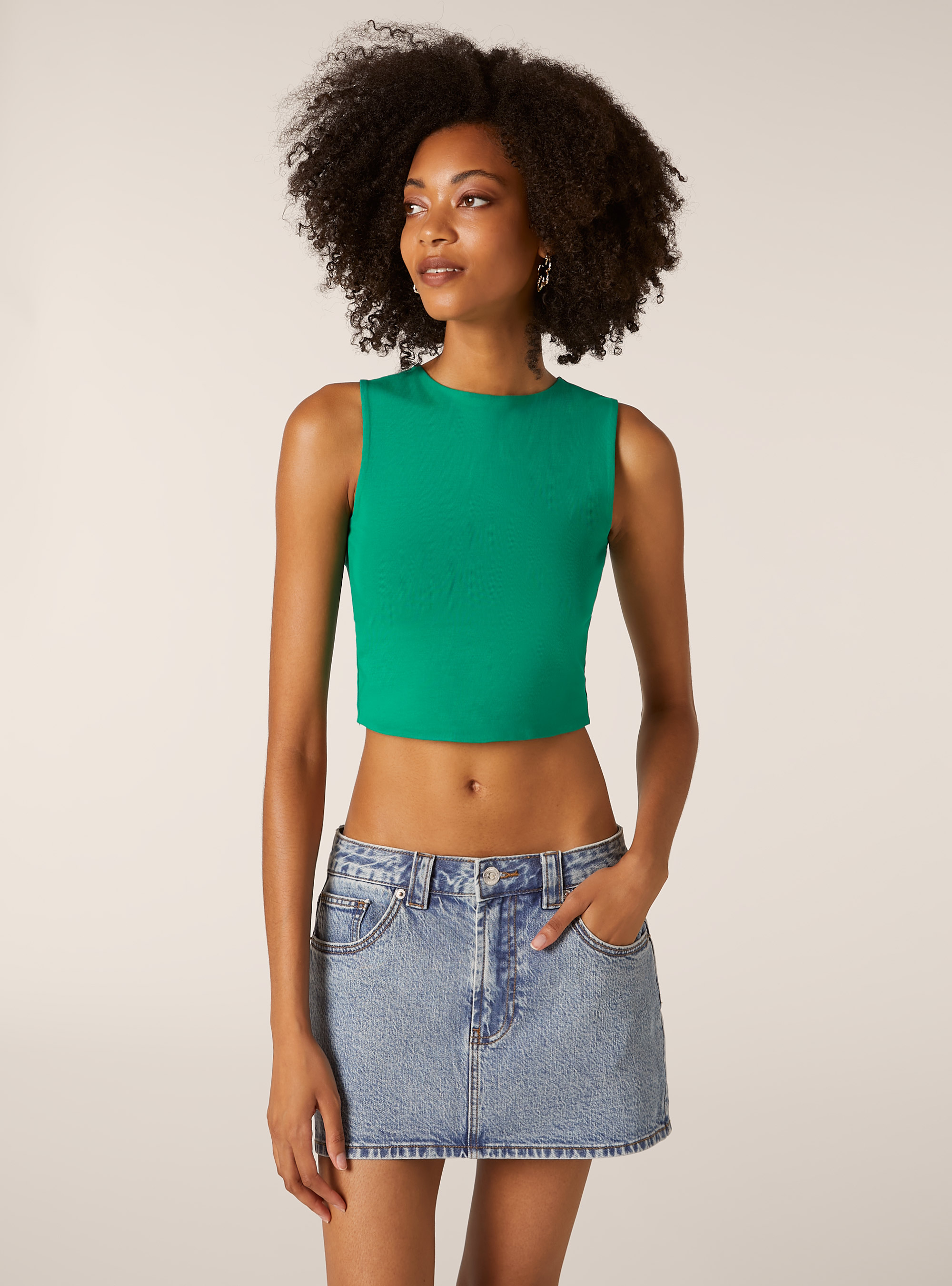 D&eacute;bardeur basique en coton extensible, GN2 GREEN MEDIUM