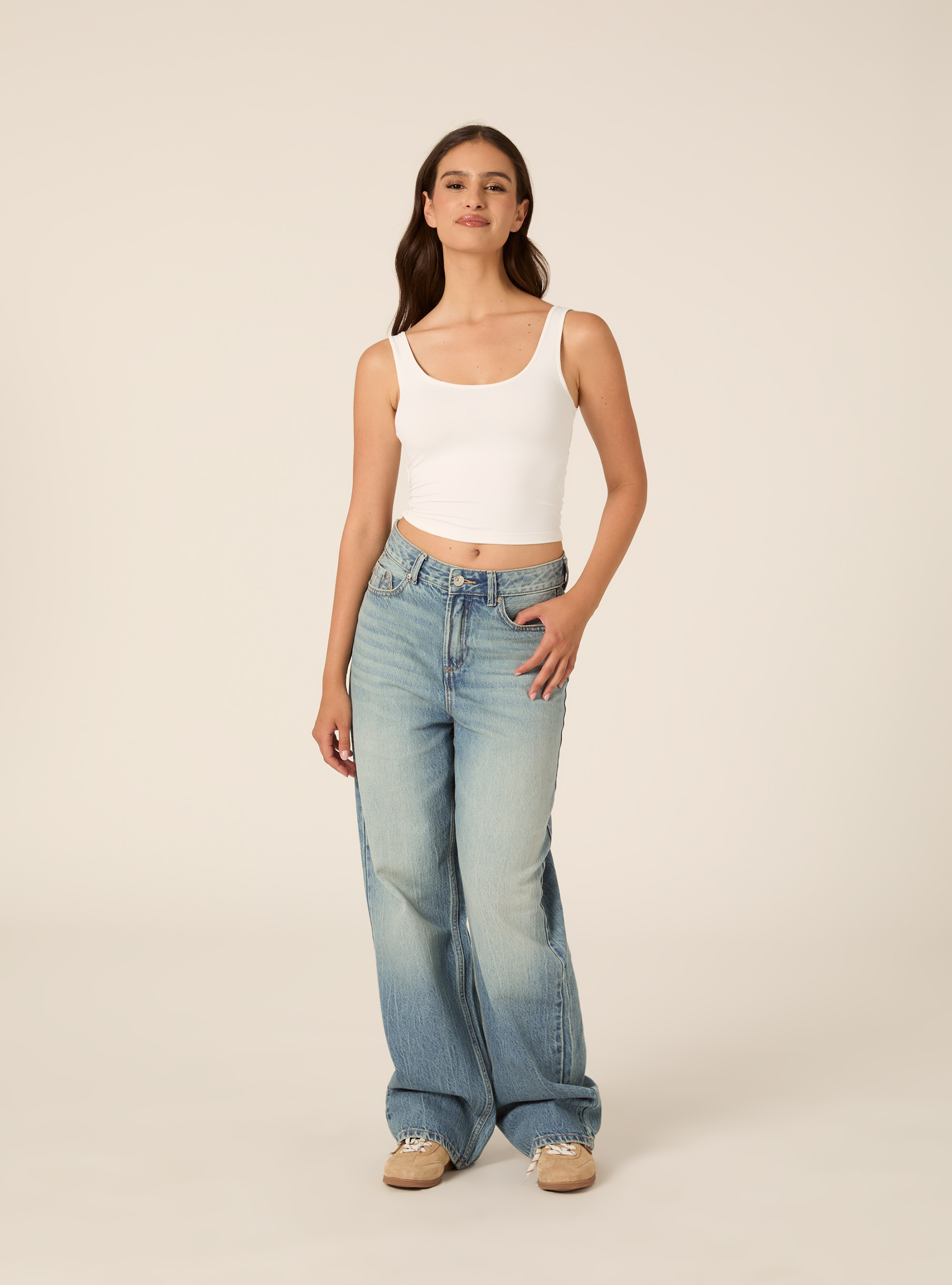 Second Skin Effect Crop Tank Top, WH3 WHITE