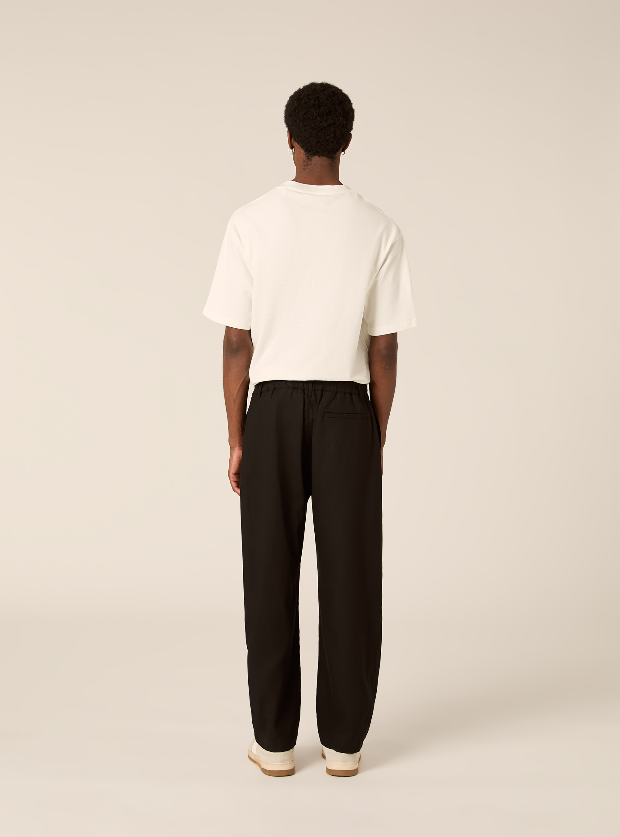 Linen Blend Pleated Trousers, BK1 BLACK