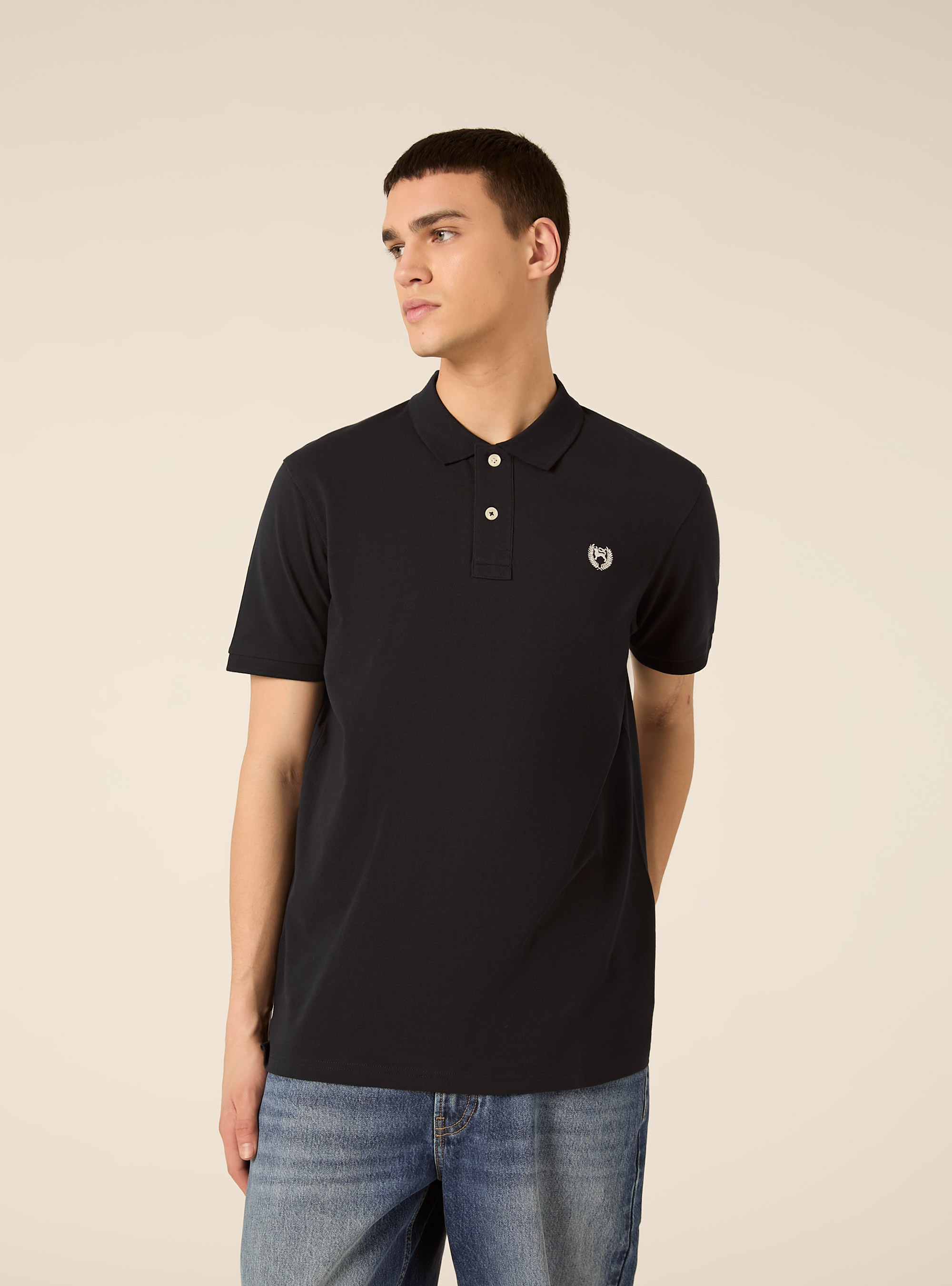 Polo de piqu&eacute; de algod&oacute;n con bordado, NA1 NAVY DARK
