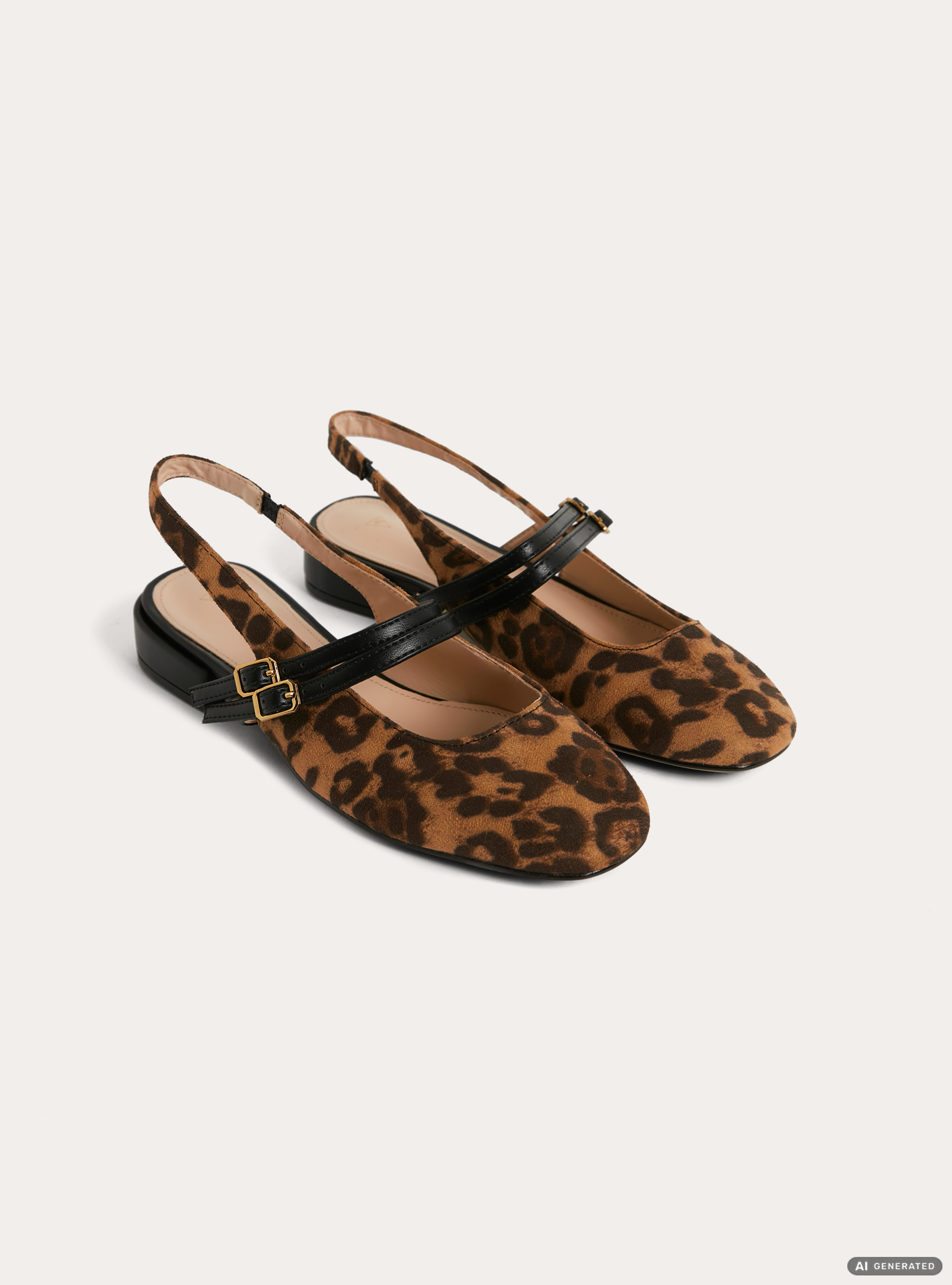 Bailarinas slingback efecto piel, ANIMALIER