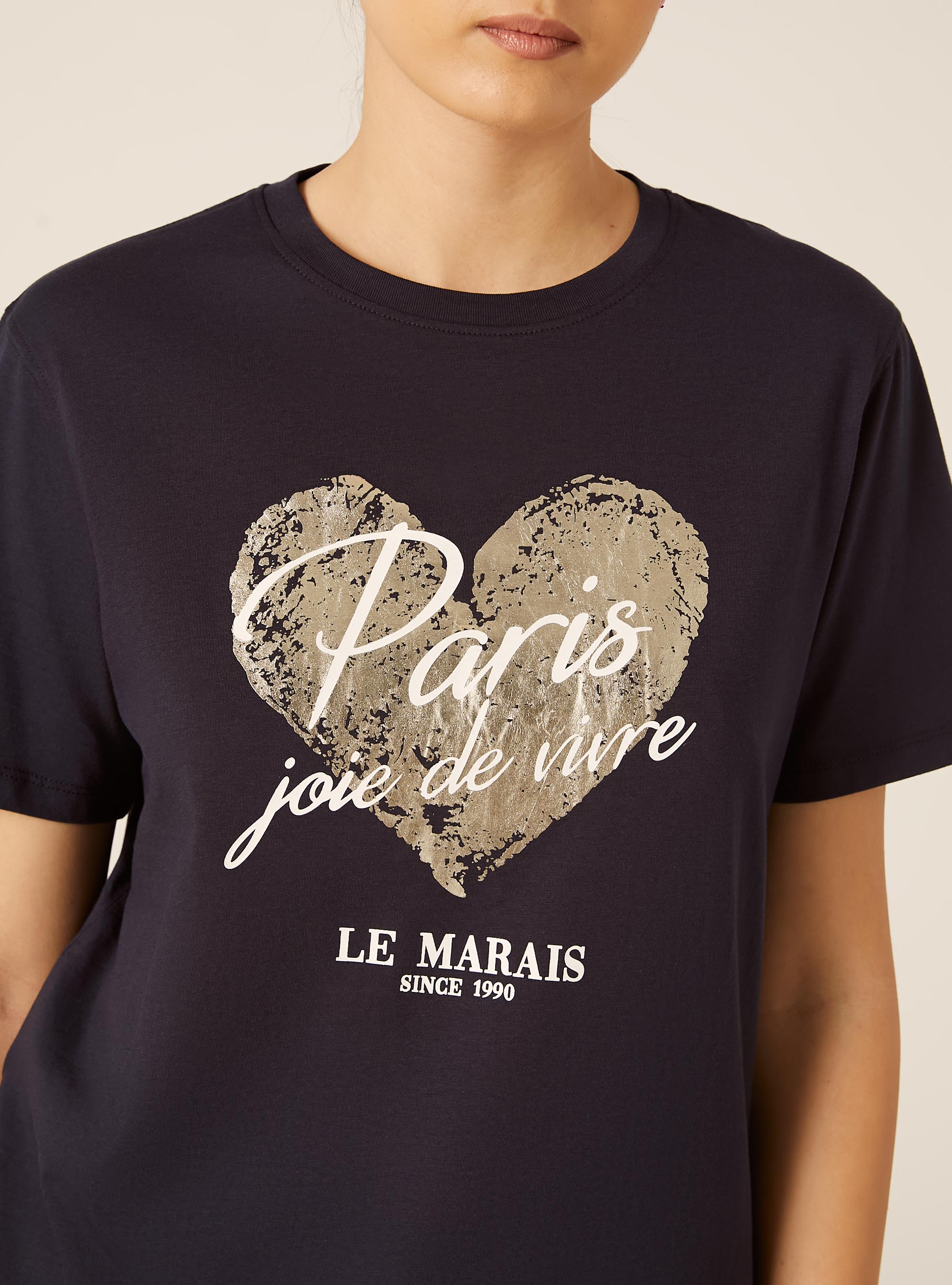 Camiseta con estampado metalizado, NA3 NAVY LIGHT