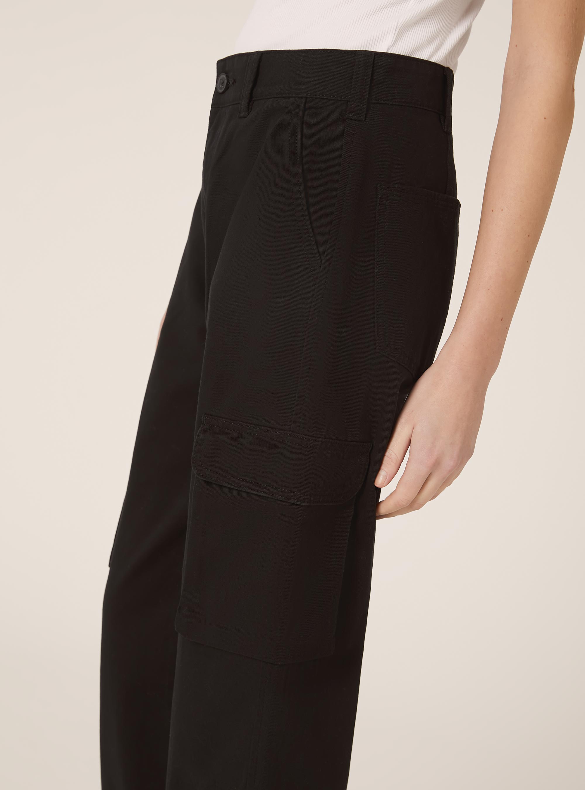 Pantalon cargo en serg&eacute;, BK1 BLACK