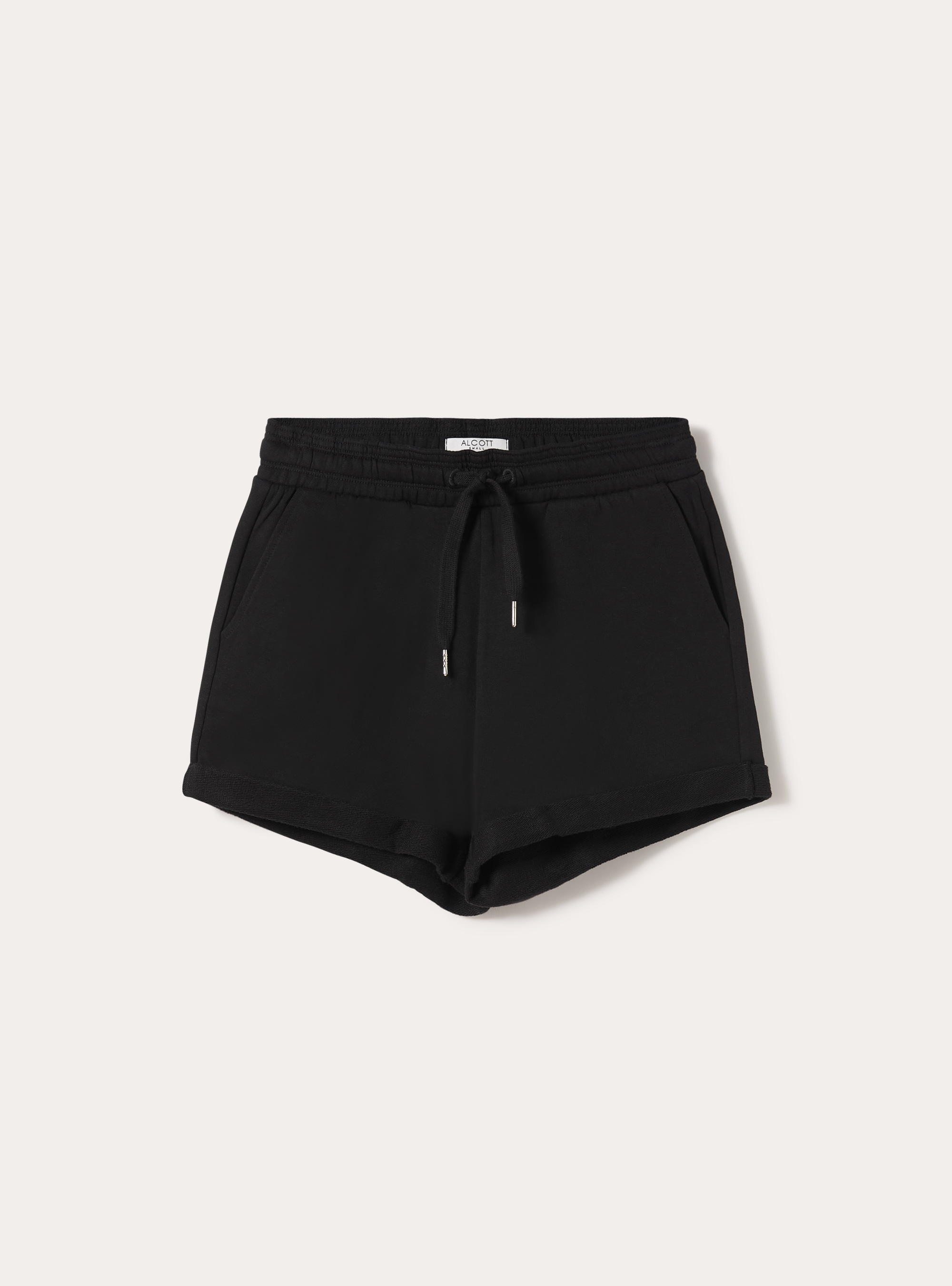 Short en Molleton de Coton avec Taille &Eacute;lastique, BK1 BLACK