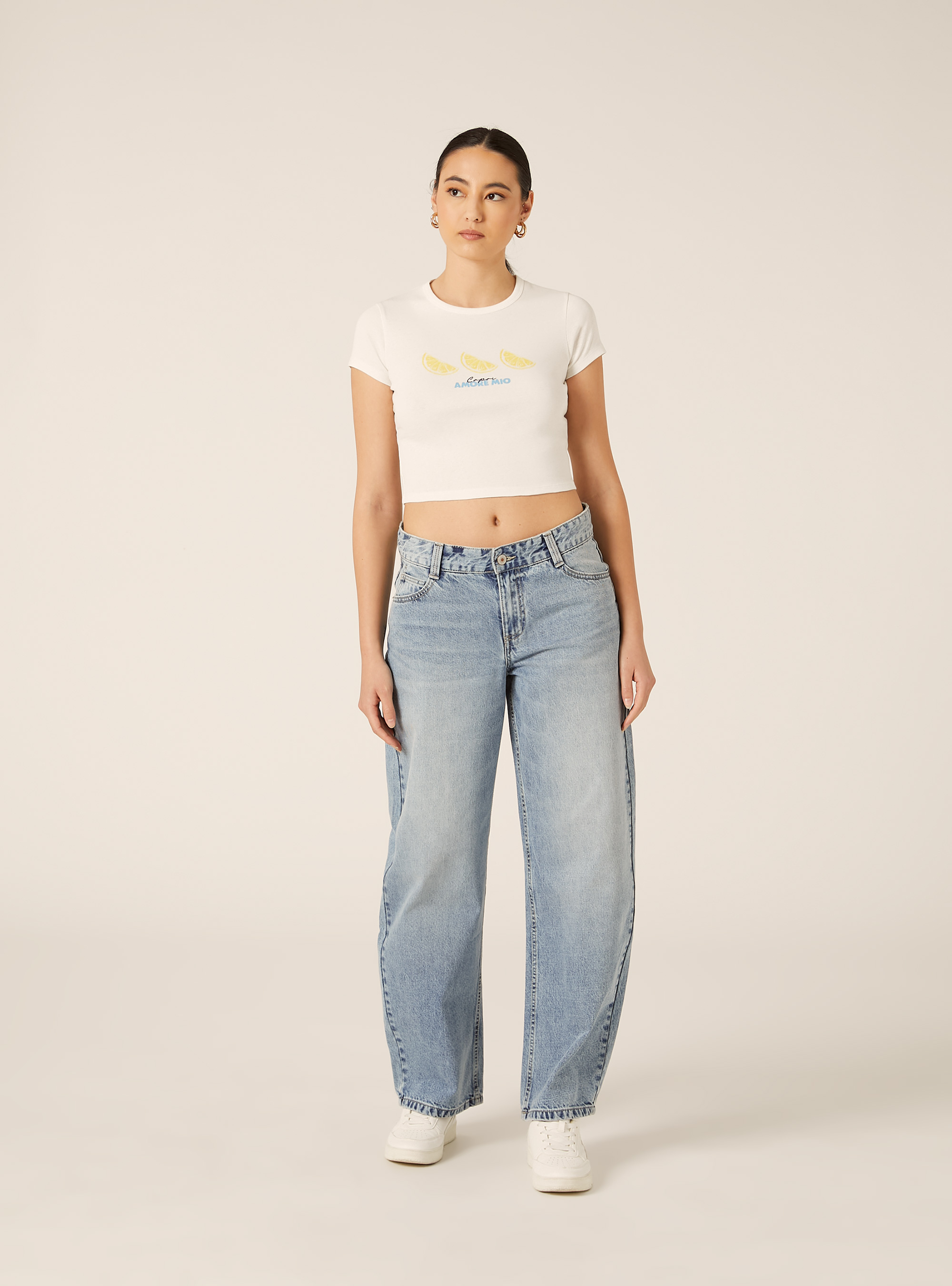 Camiseta Crop Capri Amore Mio, WH2 WHITE