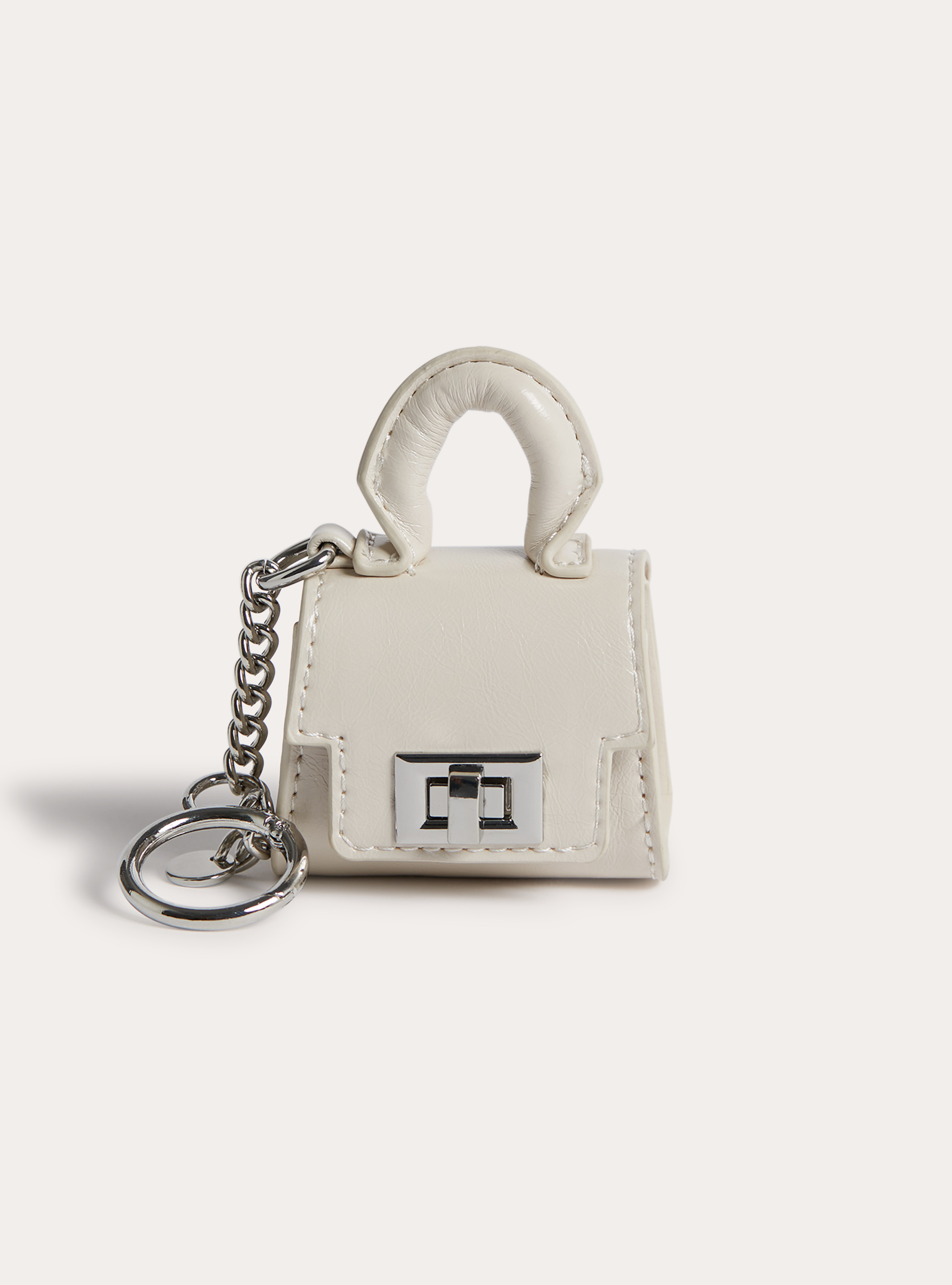 Porte-cl&eacute;s en forme de mini sac &agrave; main, WH3 WHITE