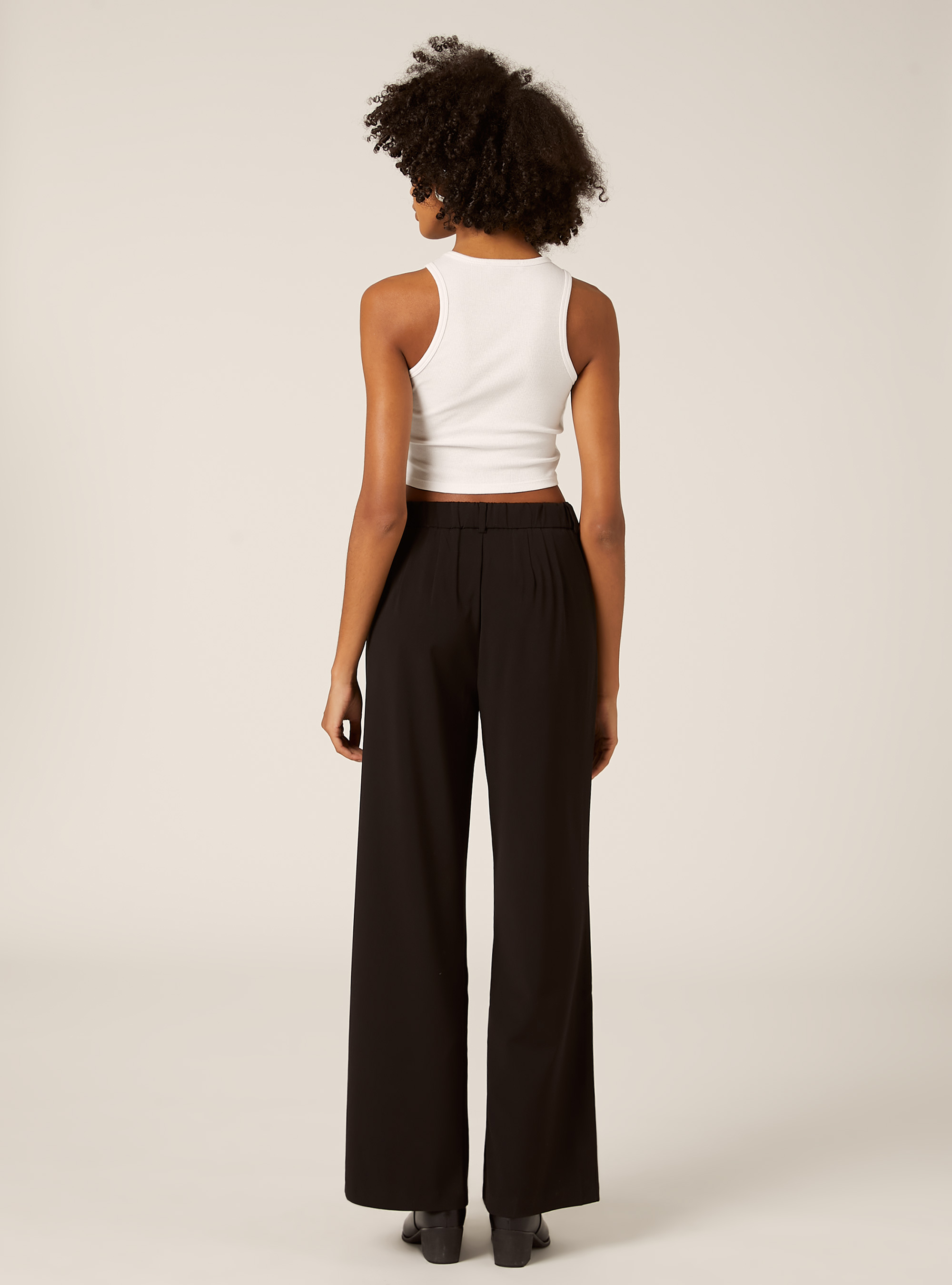 Pantalon tailleur &agrave; jambes larges, BK1 BLACK