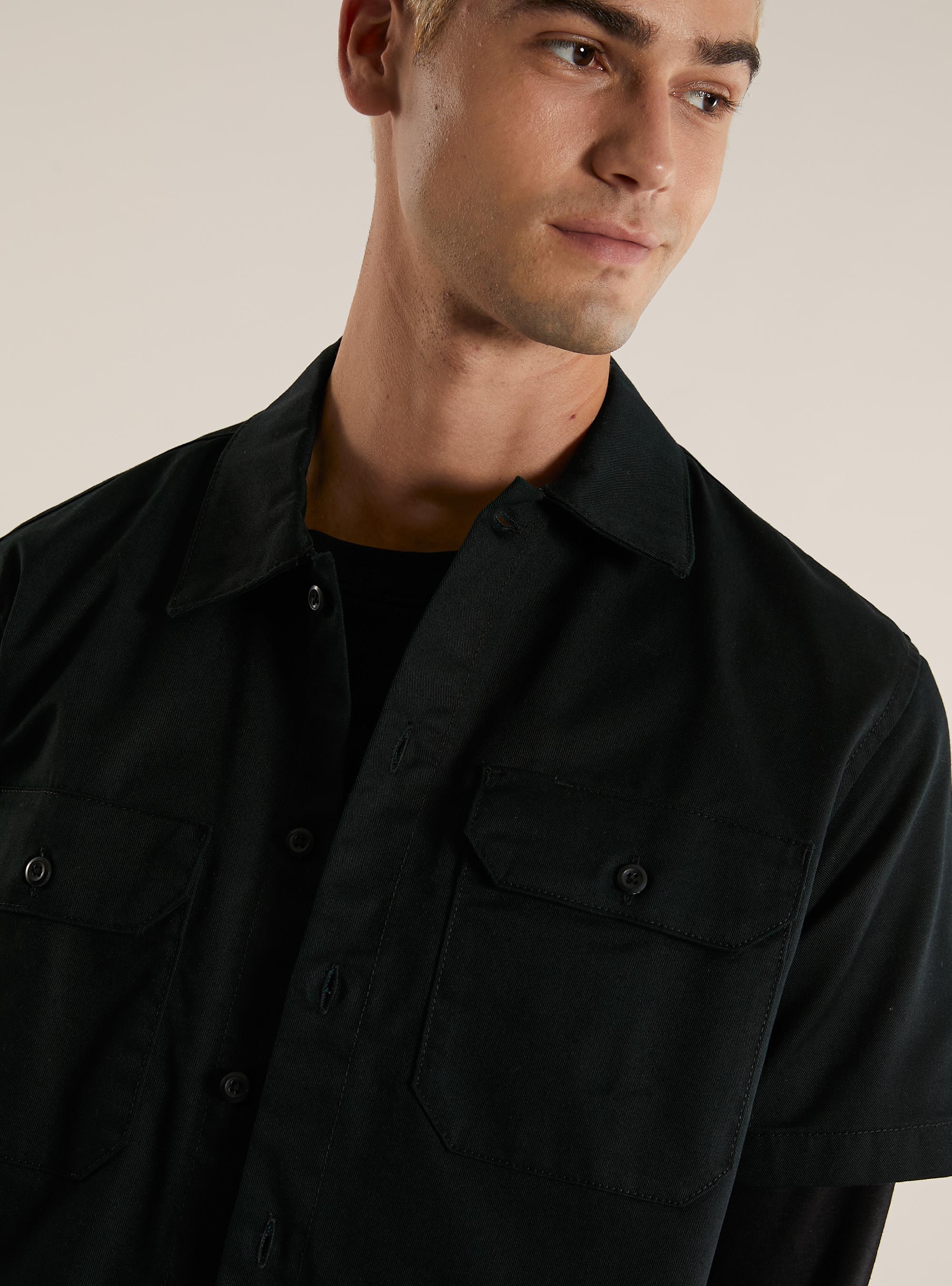 Twill shirt with large pockets, BK1 BLACK