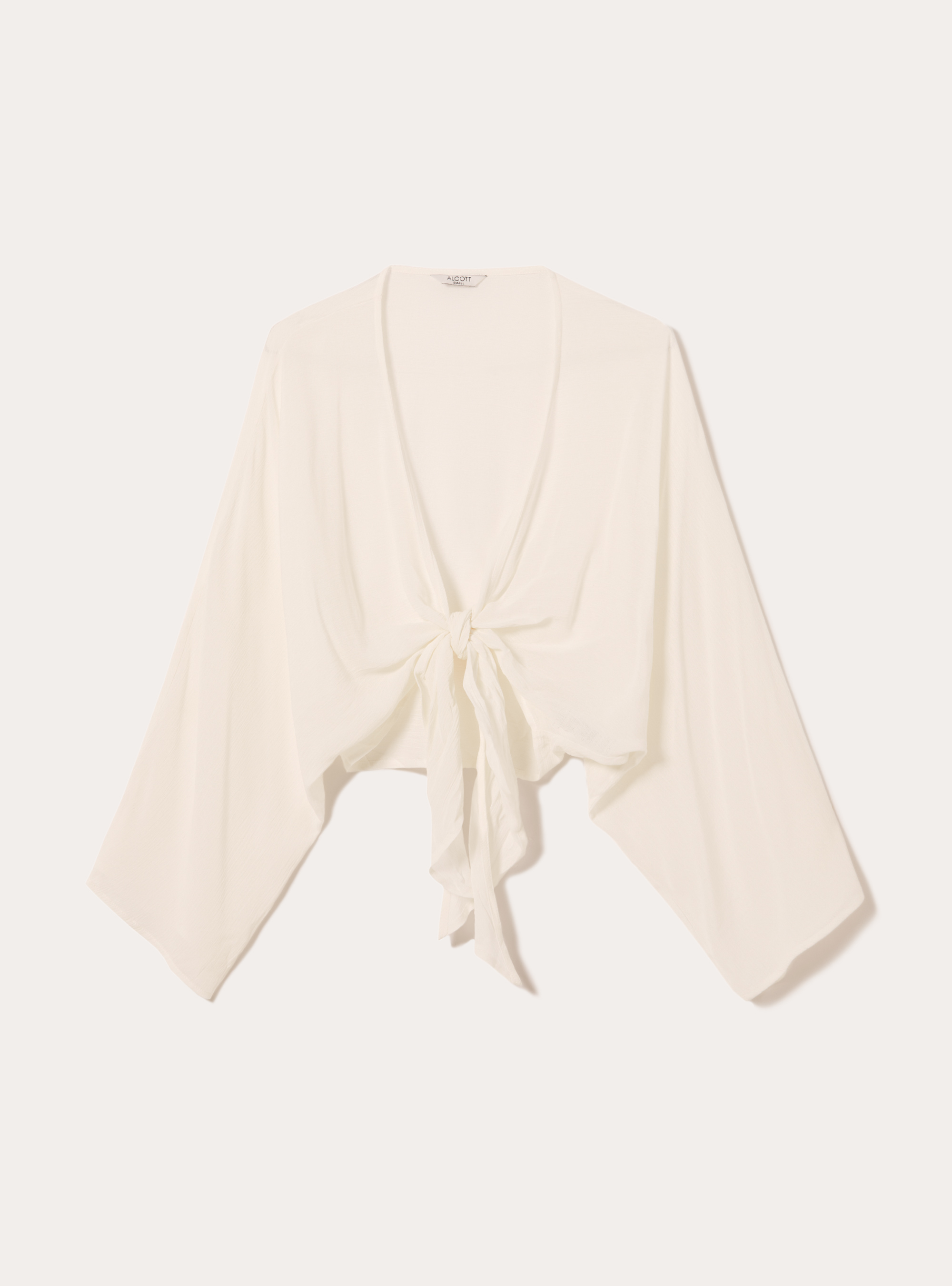 Blusa fluida con nodo, OFF WHITE