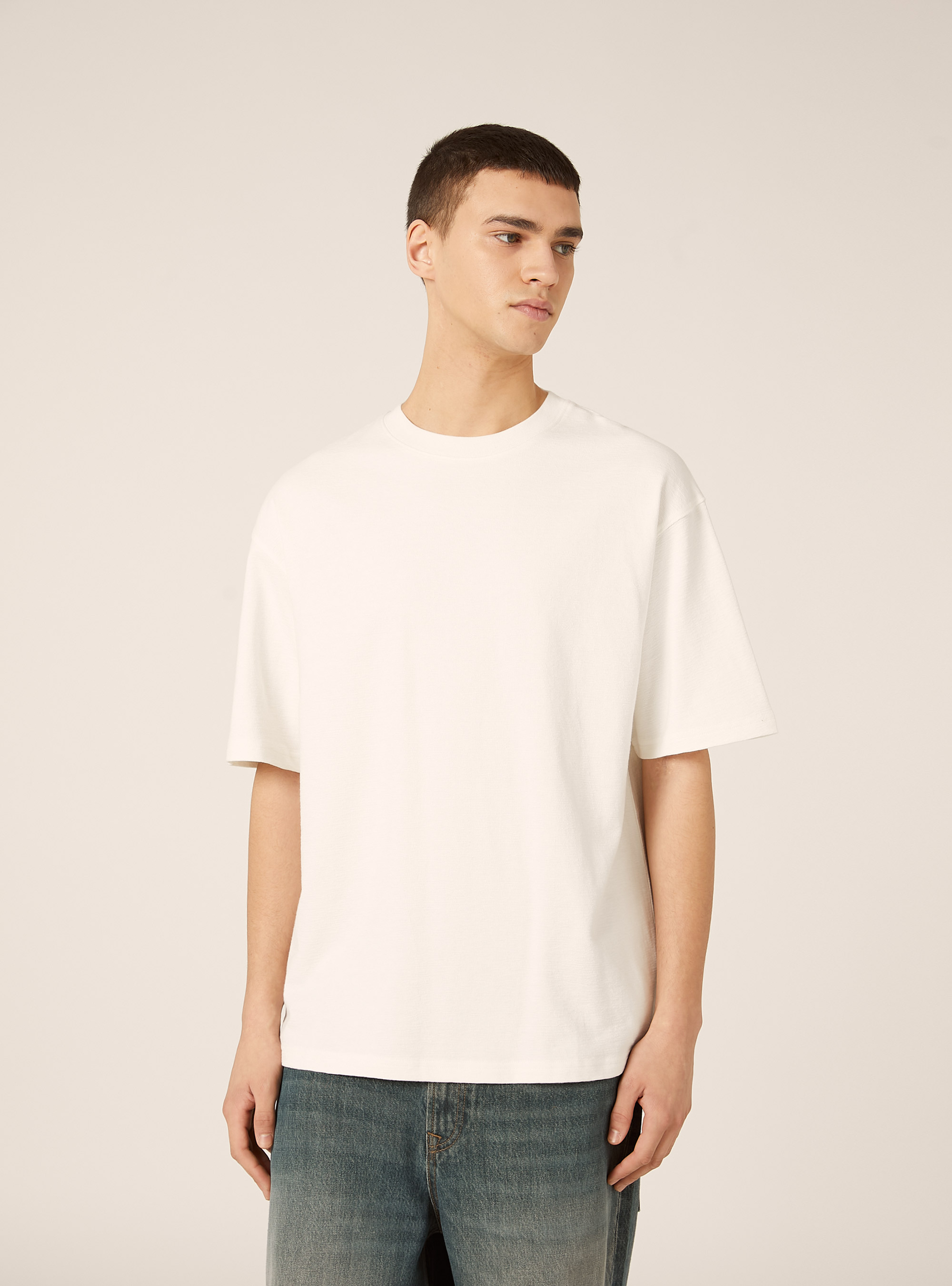 Baumwoll-T-Shirt mit Struktur, WH1 OFF WHITE