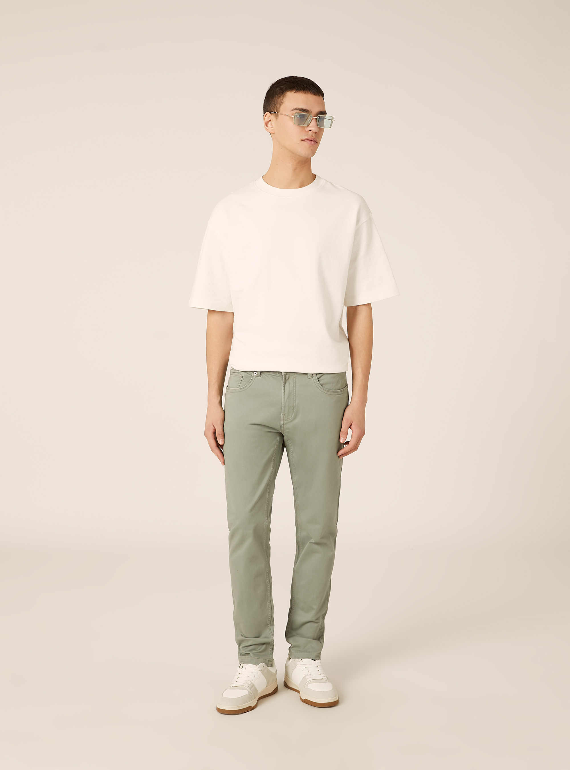 Slim fit cotton trousers, GN2 GREEN MEDIUM