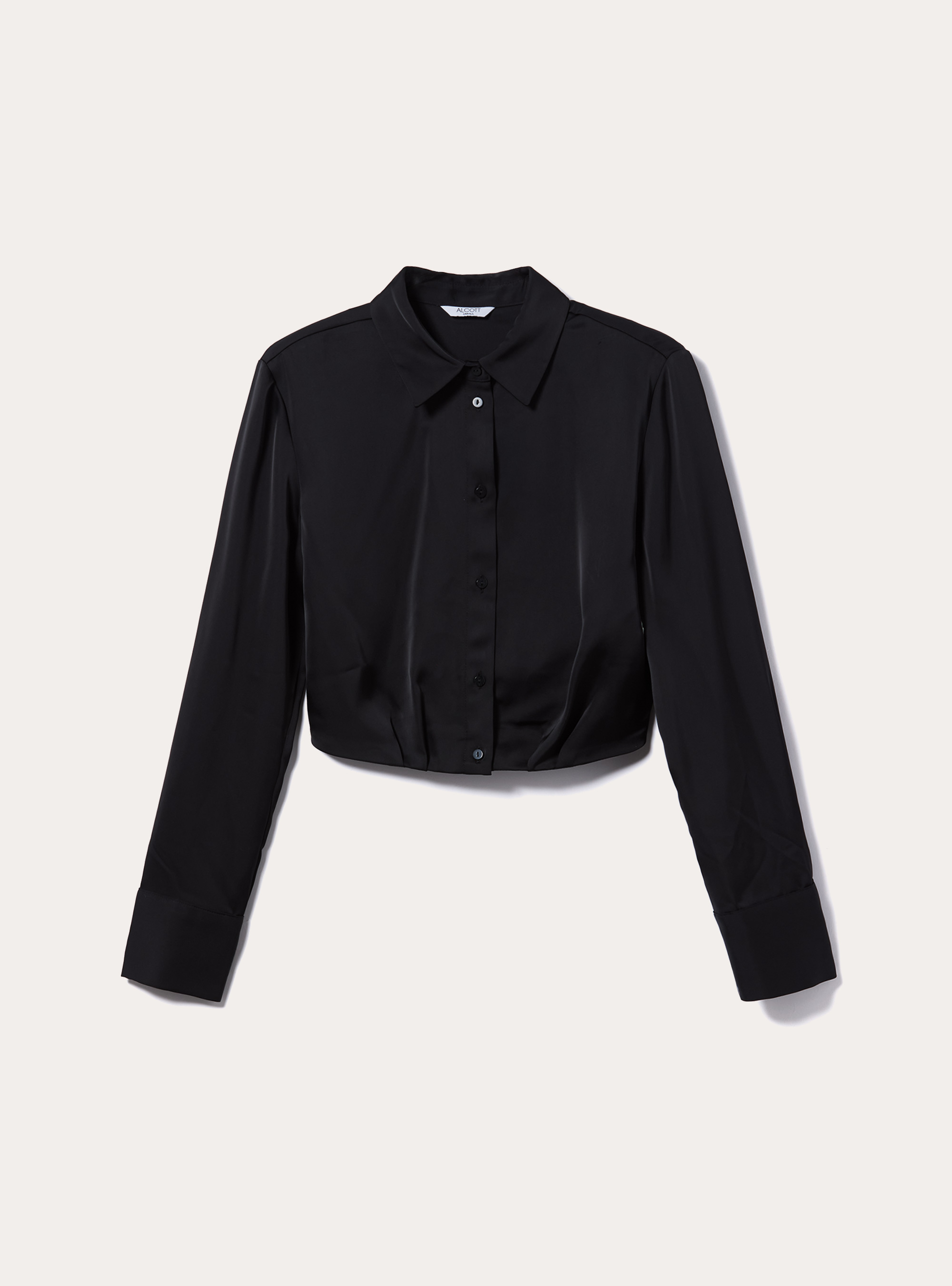 Chemise crois&eacute;e en satin, BK1 BLACK