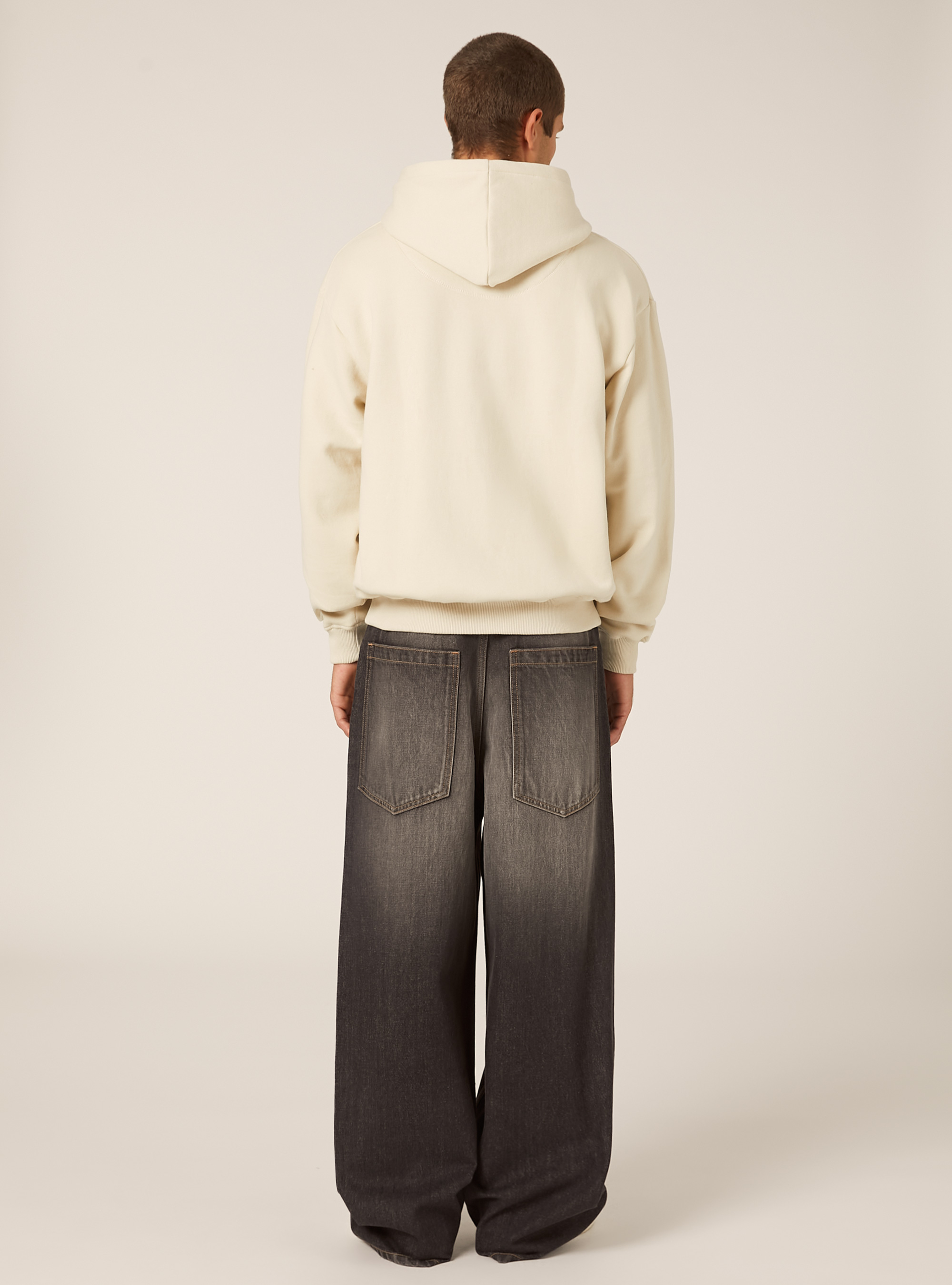 Sweat-shirt zipp&eacute; &agrave; capuche coupe boxy, CR3 CREAM LIGHT