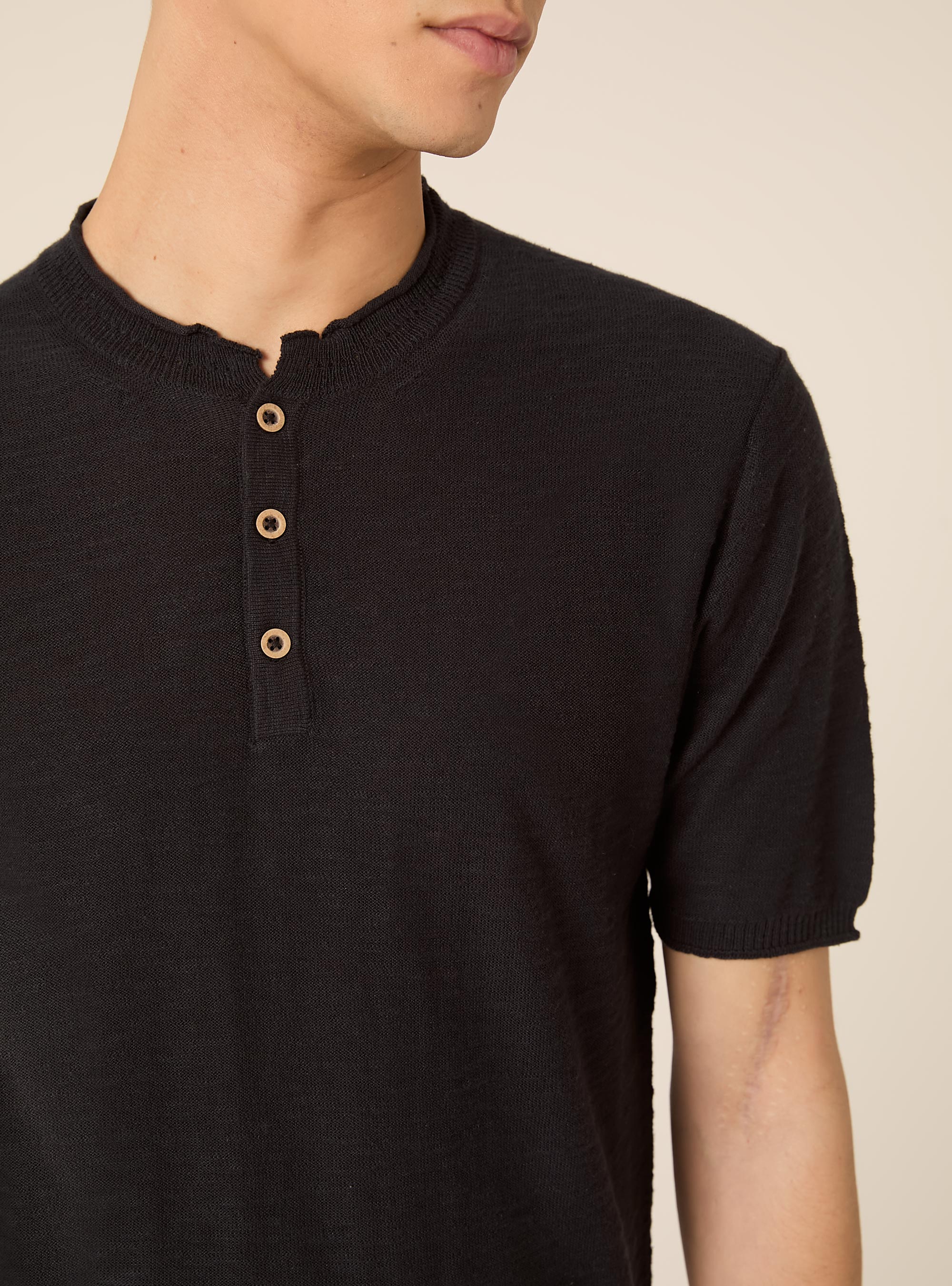 Kurzarmpullover mit Henley-Ausschnitt, NA2 NAVY MEDIUM
