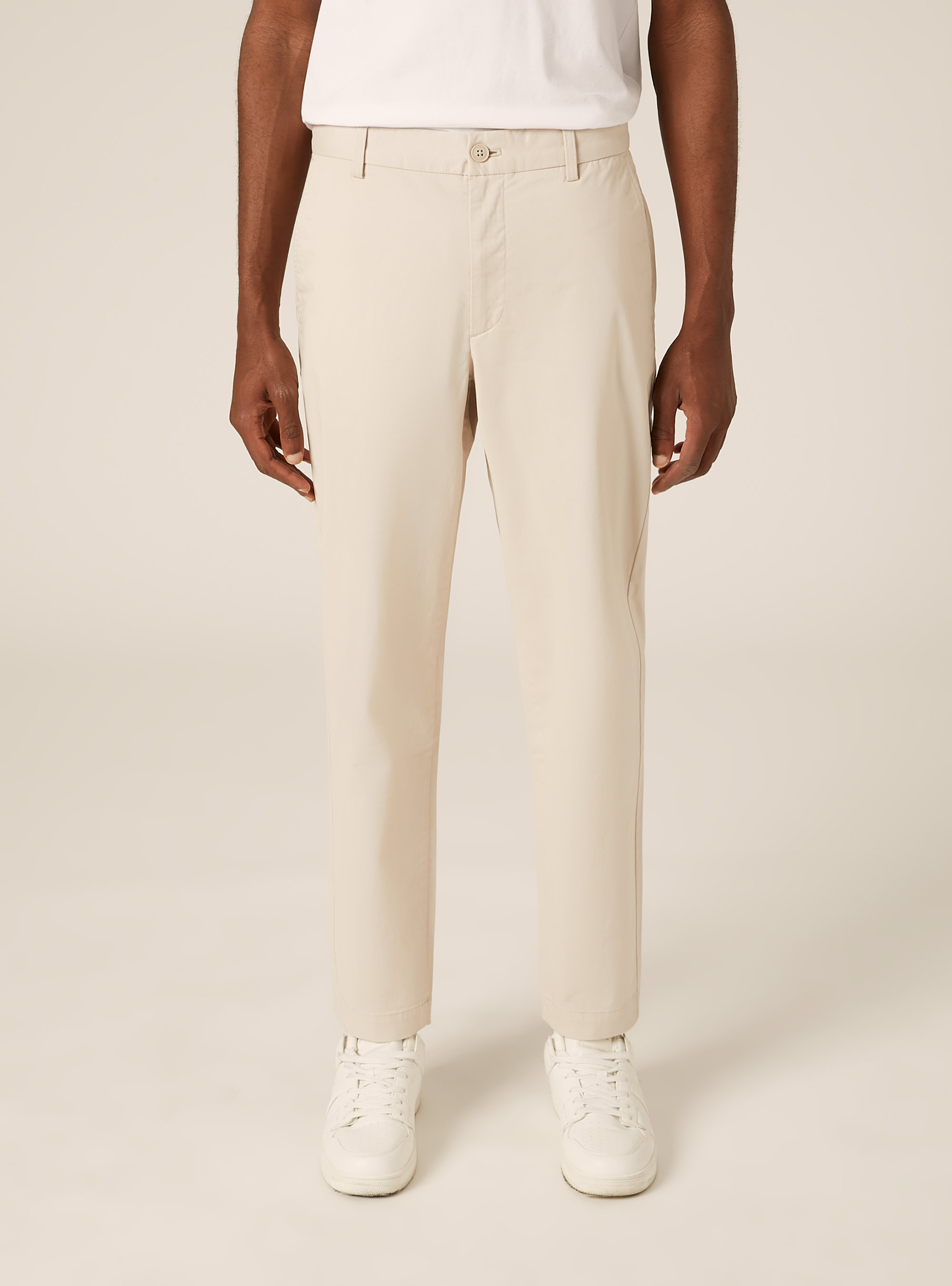 Pantaloni chino slim fit, CREMA CHIARO