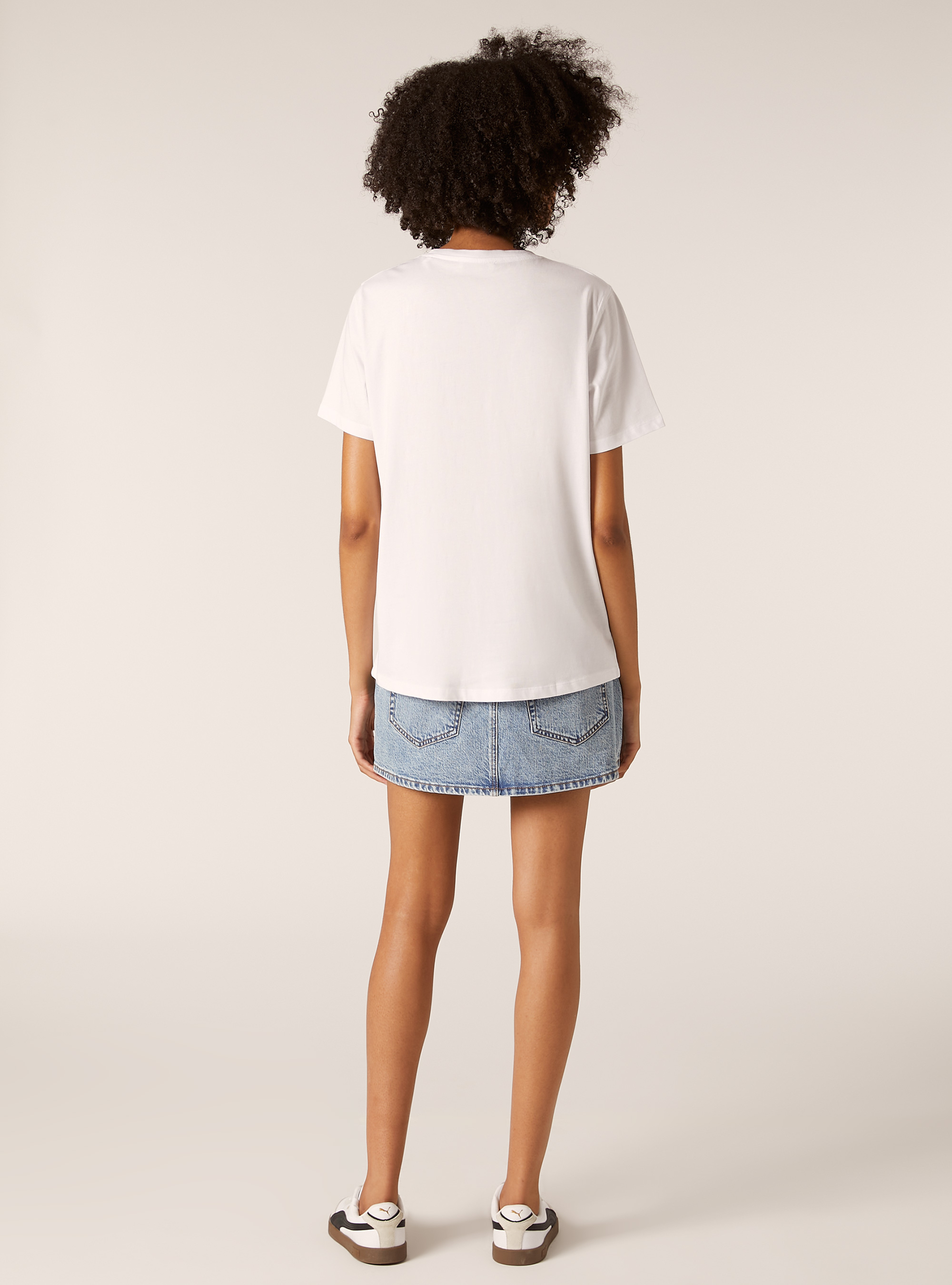 Metallic print t-shirt, WH3 WHITE
