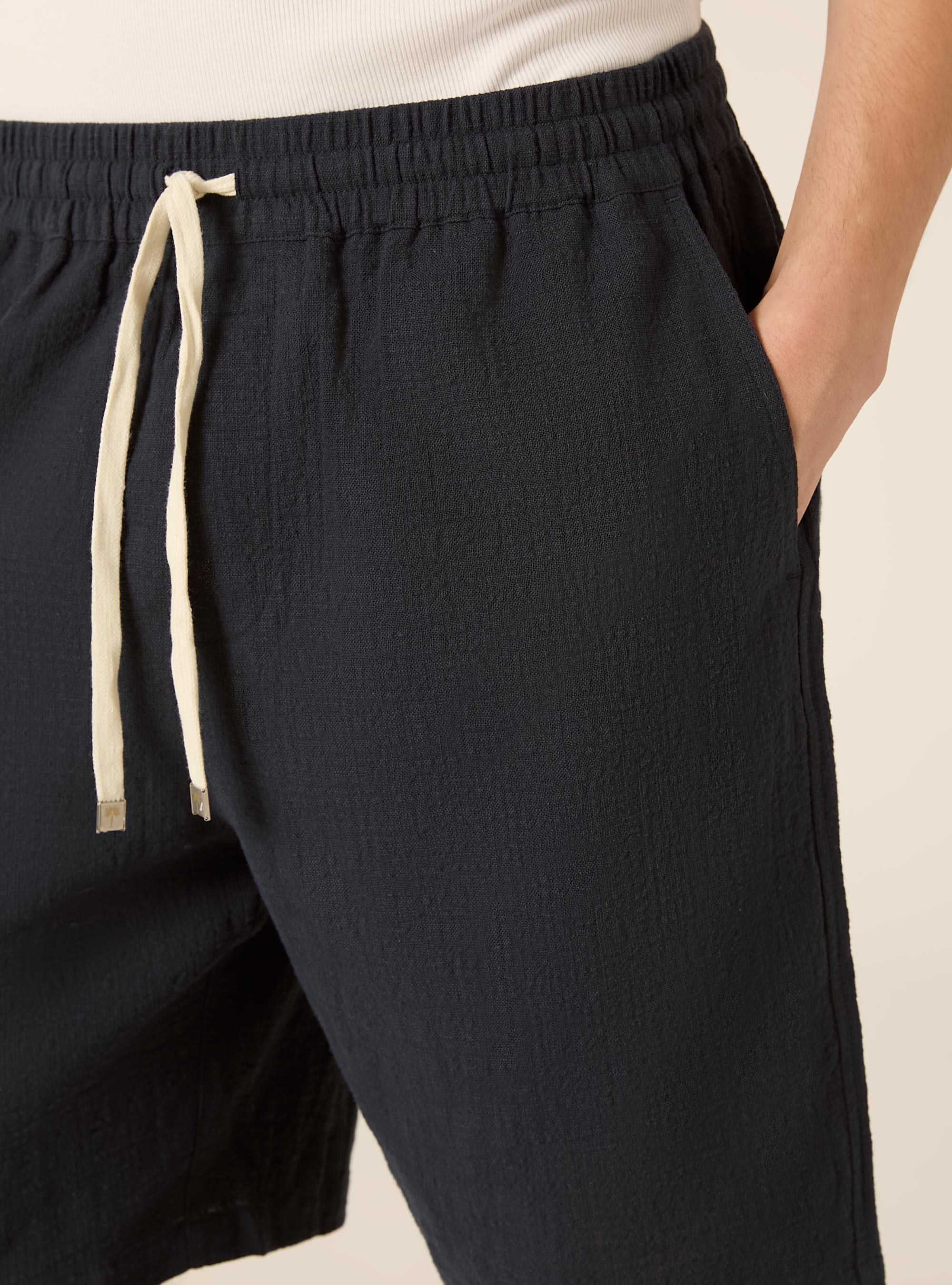 Bermudas de algod&oacute;n con cintura el&aacute;stica, NA2 NAVY MEDIUM