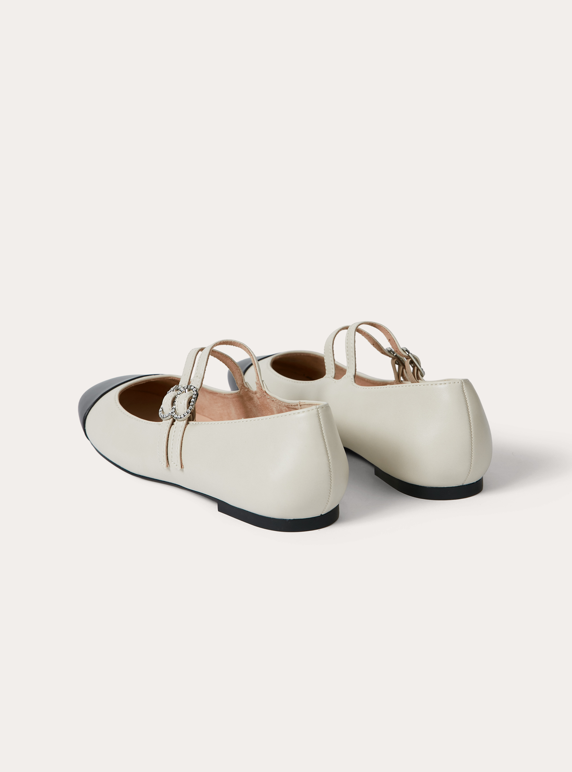 Bailarinas bicolor con doble correa, WH1 OFF WHITE