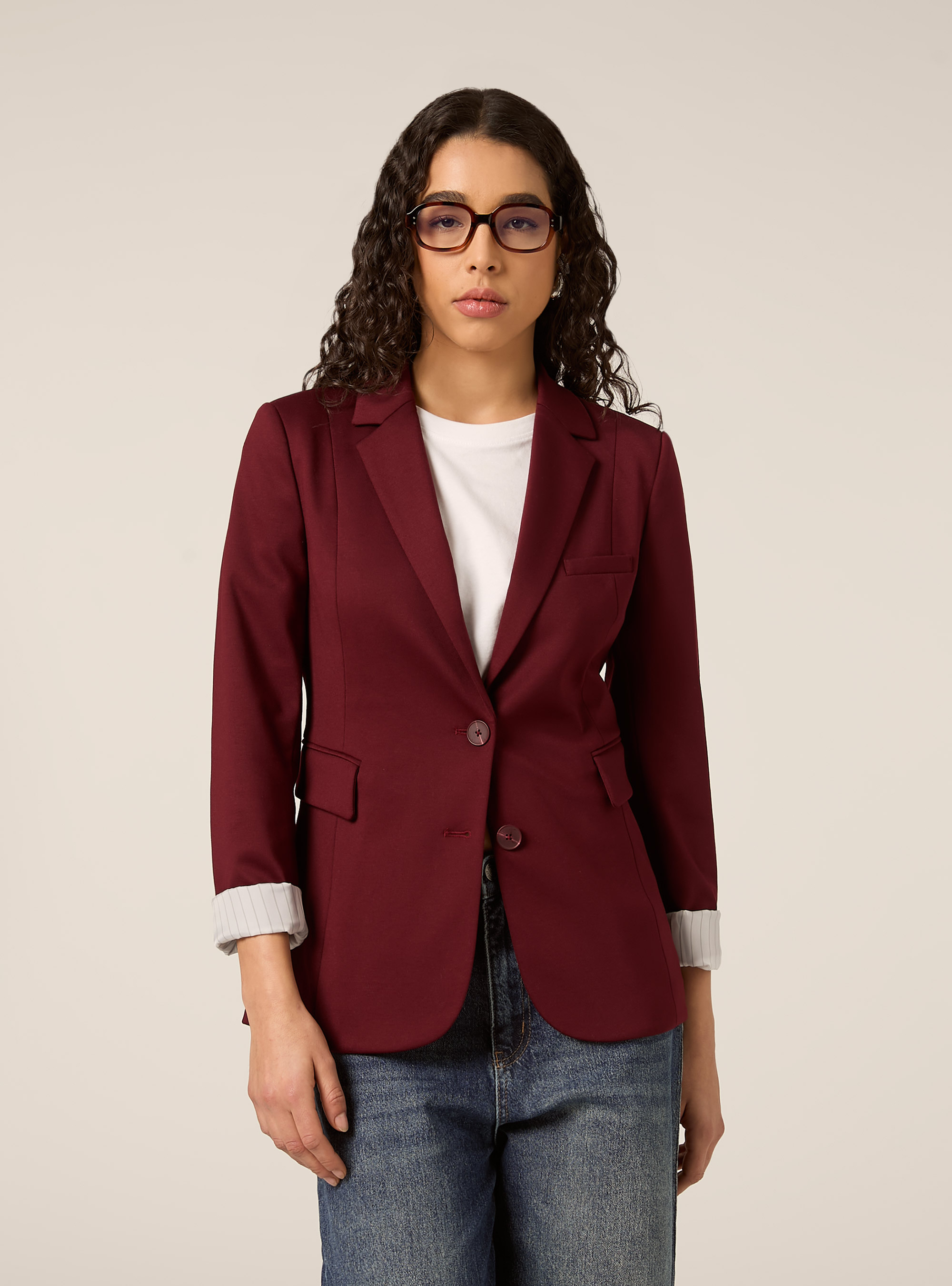 Blazer de jersey, BO1 BORDEAUX DARK