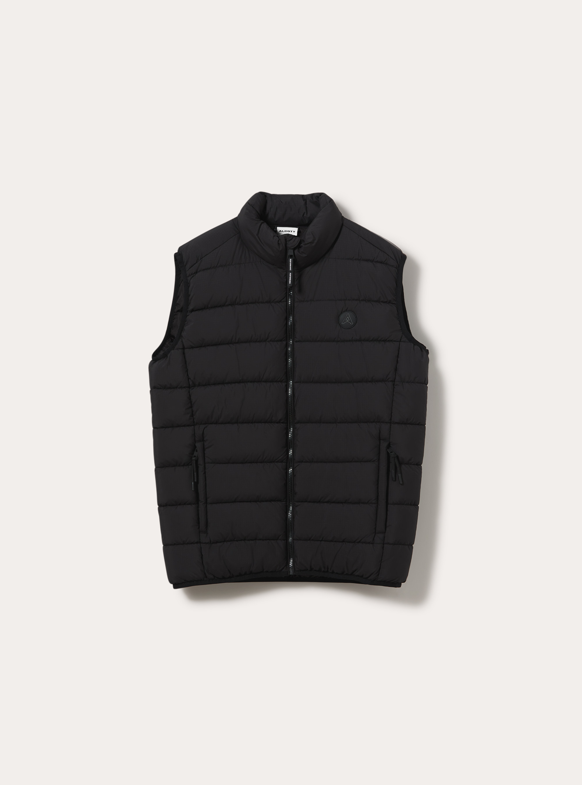 Basic solid padded gilet with patch, BK1 BLACK