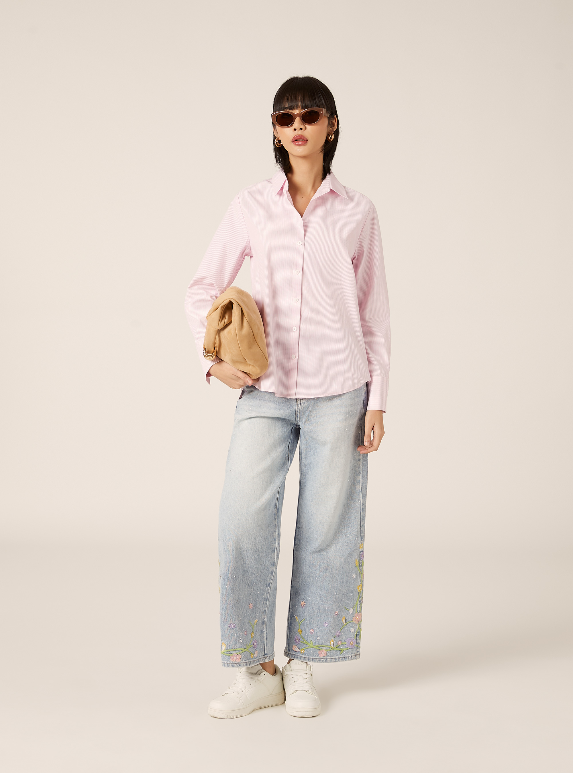 Camisa de popel&iacute;n a rayas, PK3 PINK LIGHT