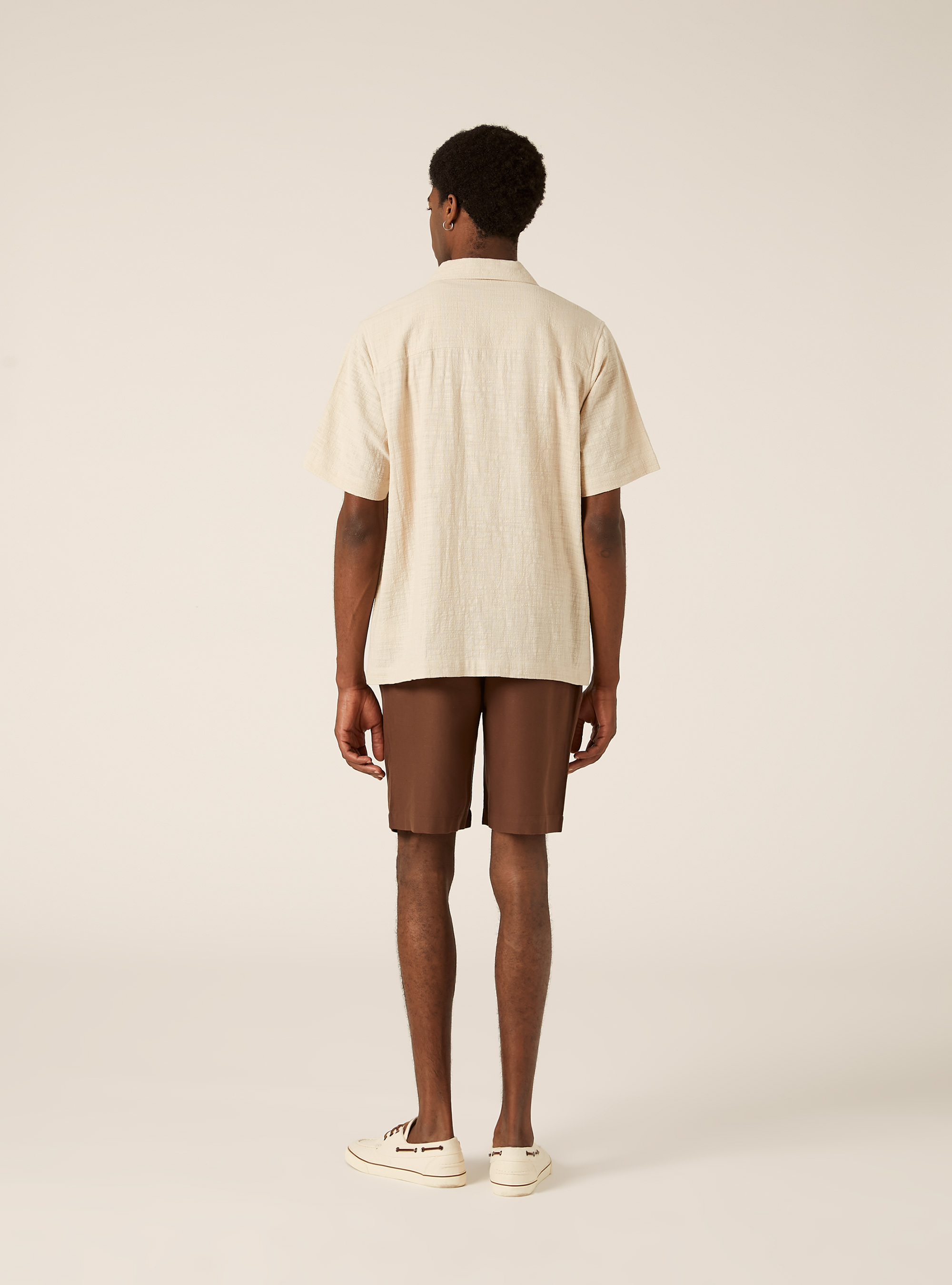 Short-Sleeved Cotton Shirt, BG3 BEIGE LIGHT