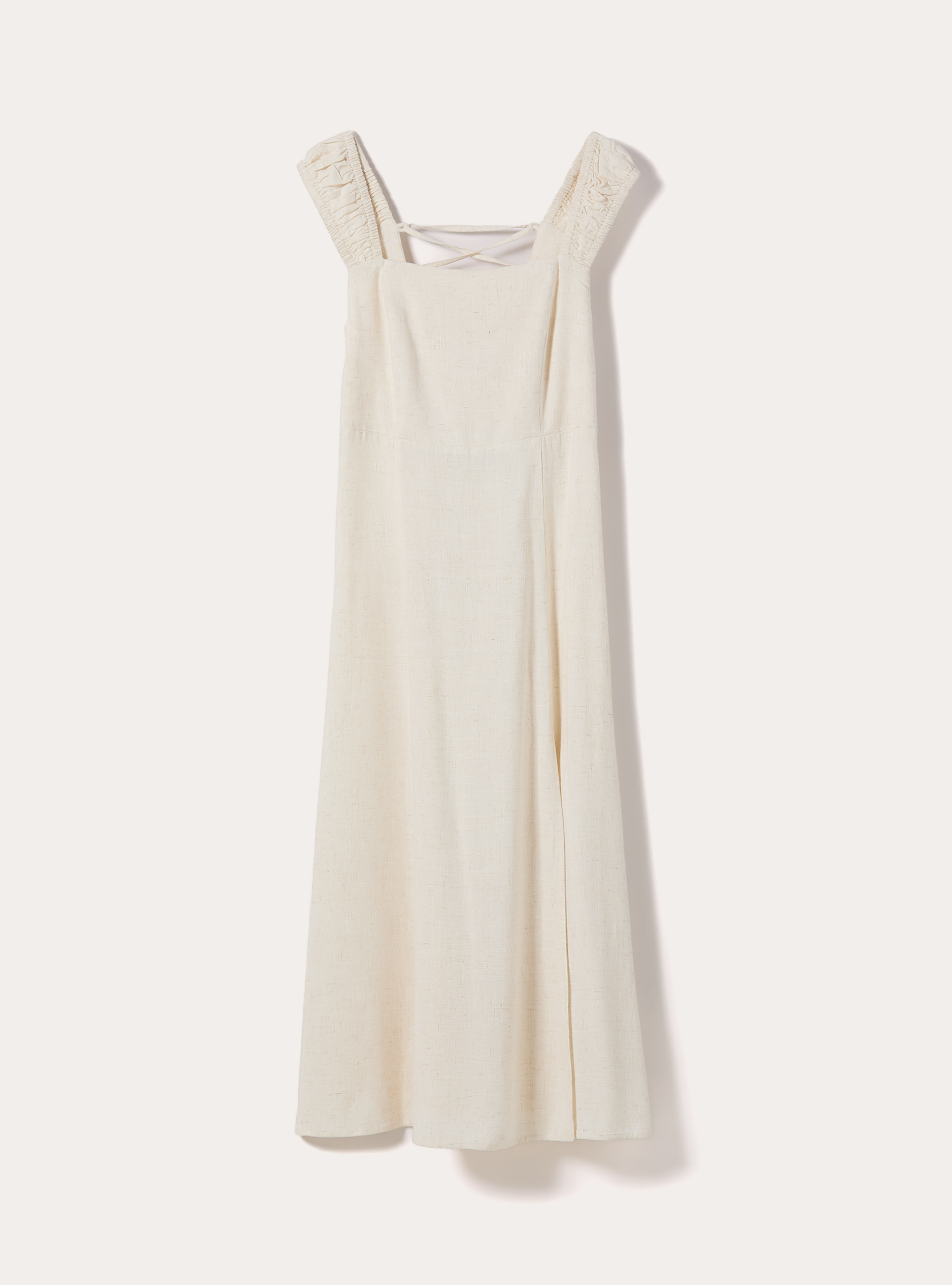 Linen-blend dress with an open back, MBG3 BEIGE MEL LIGHT