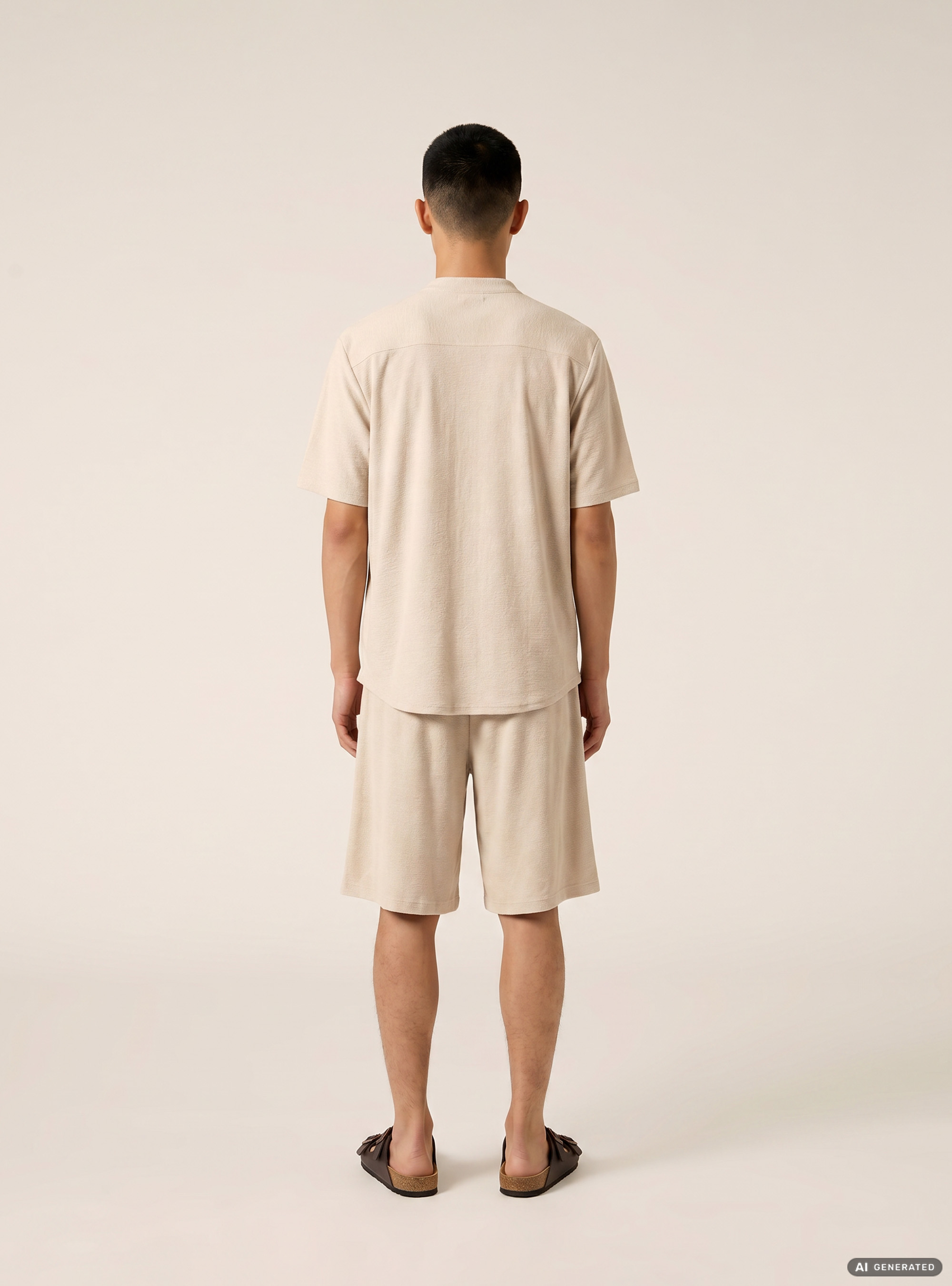 Bermuda baggy con pince in jersey texture, BG3 BEIGE LIGHT