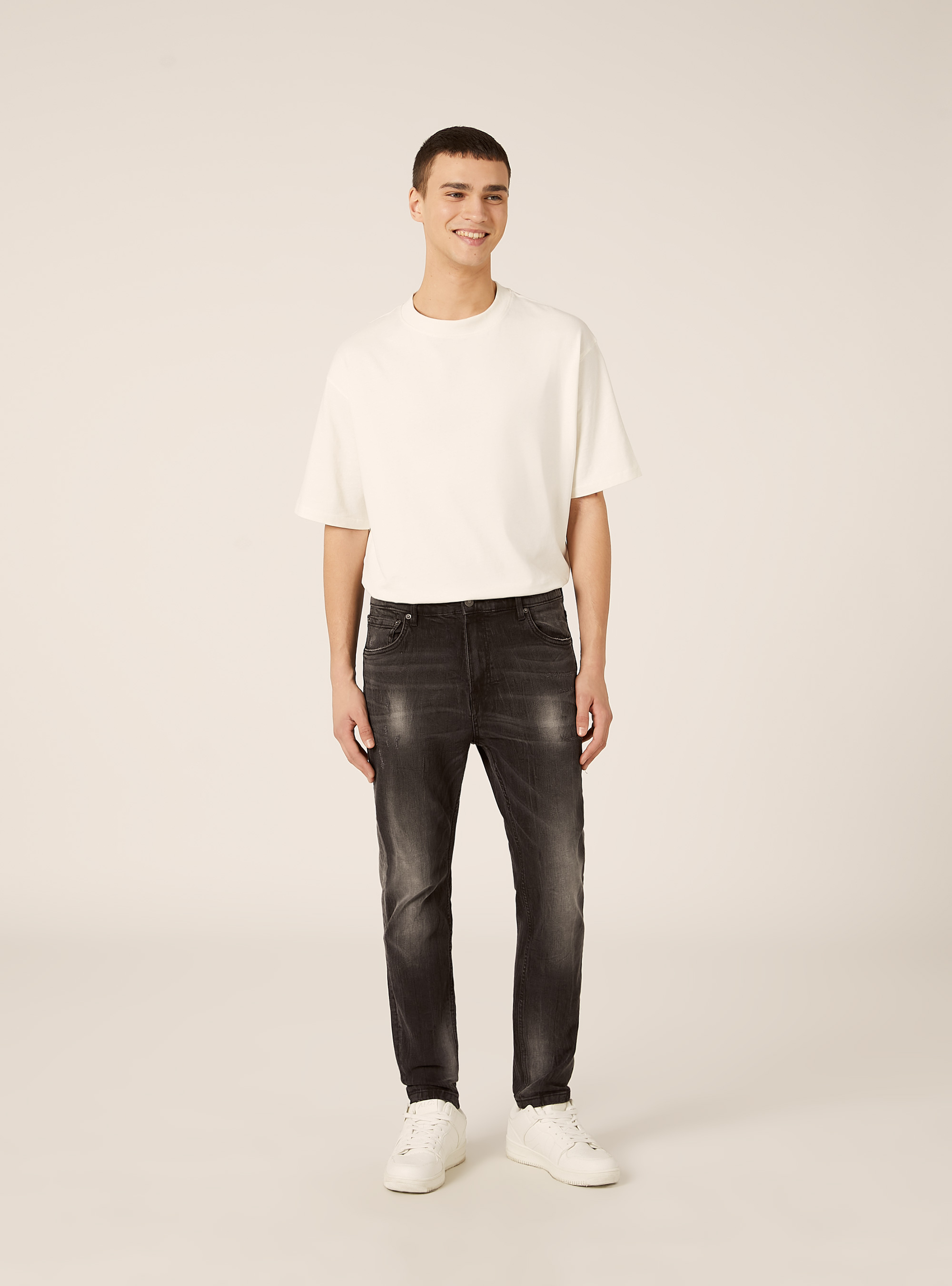 Vaqueros Stretch denim carrot fit, D000 BLACK