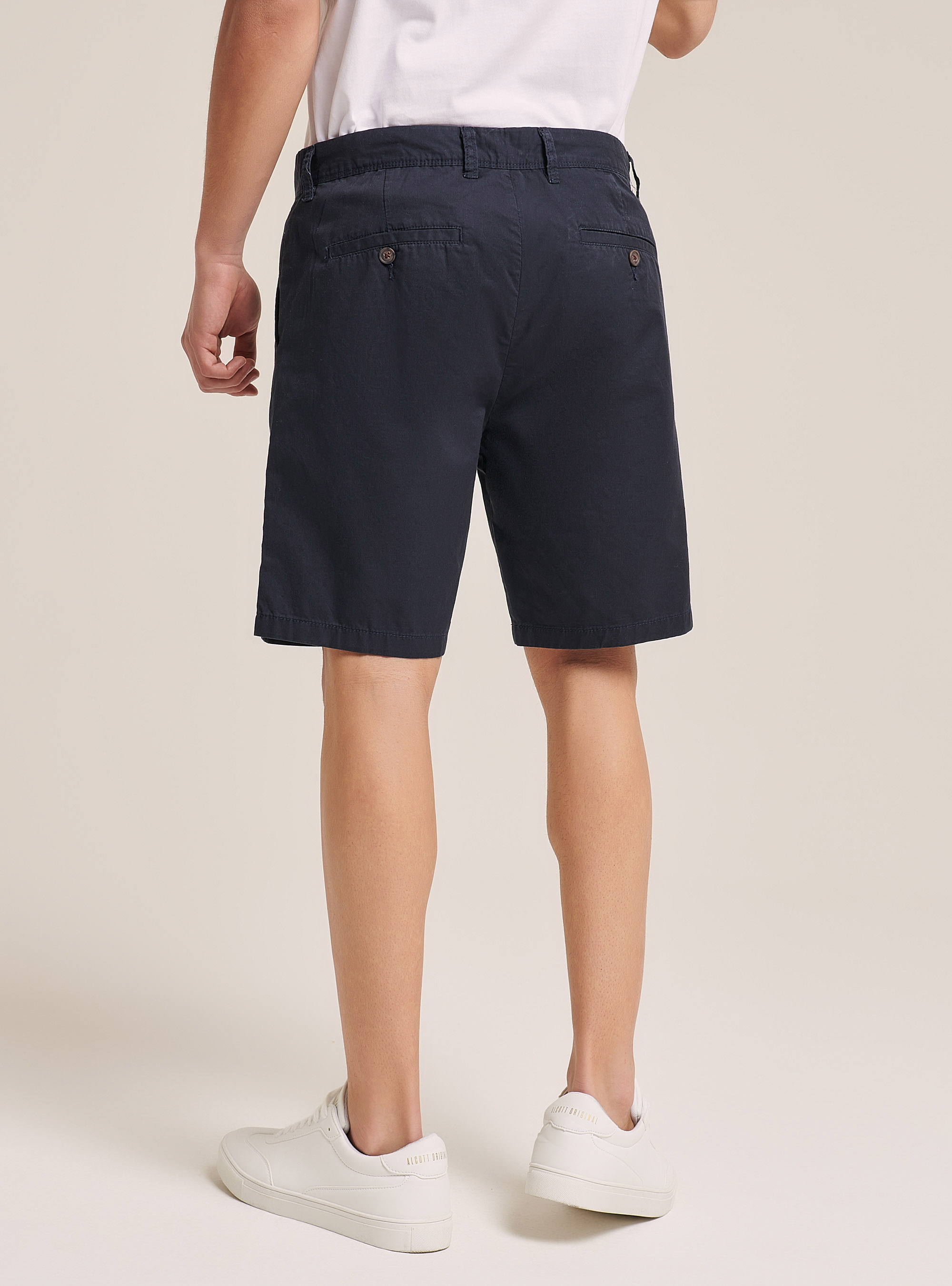 Bermudas de sarga de ajuste liso, NA1 NAVY DARK