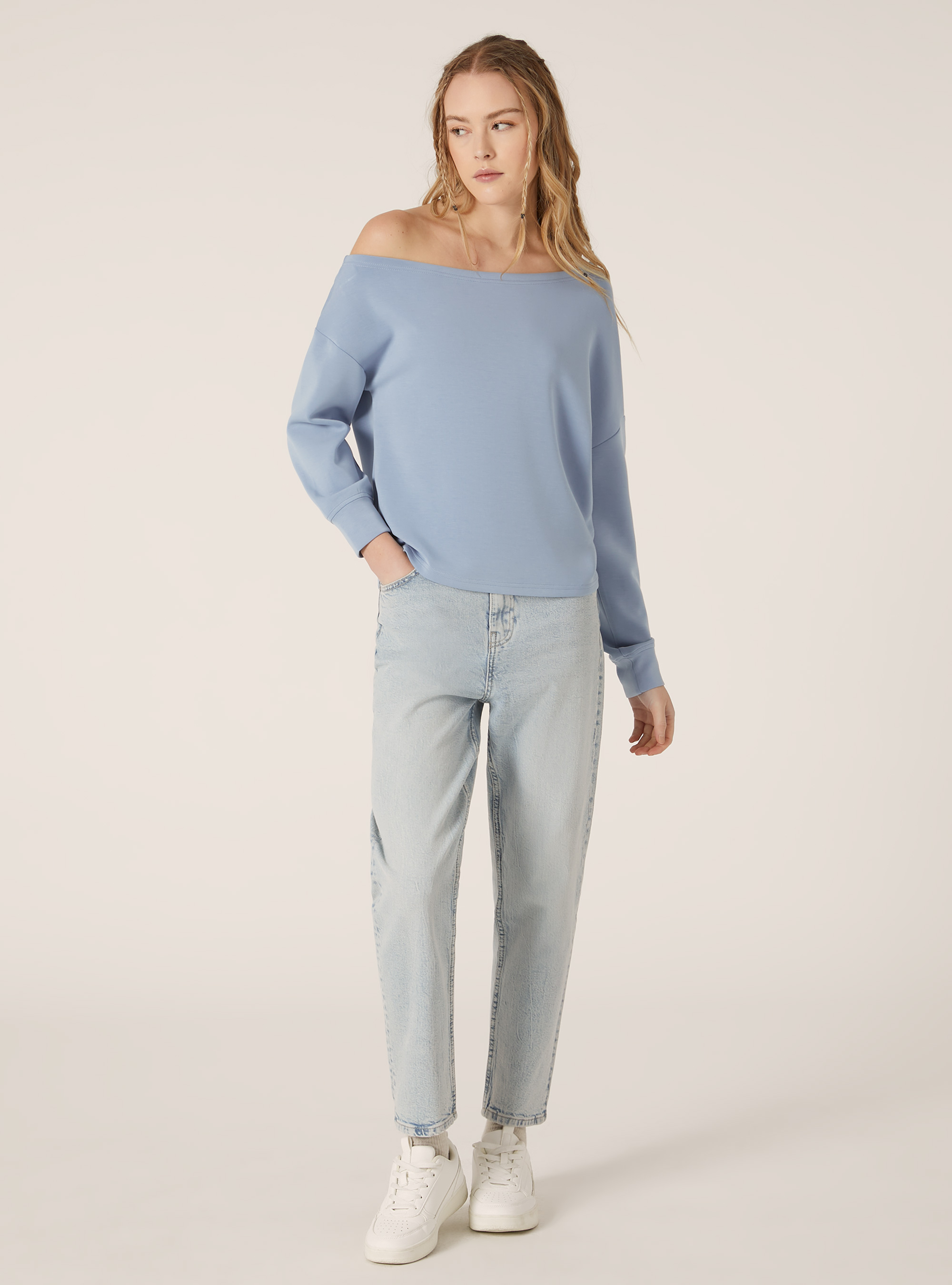 Sweat asym&eacute;trique doux au toucher, AZ2 AZURE MEDIUM